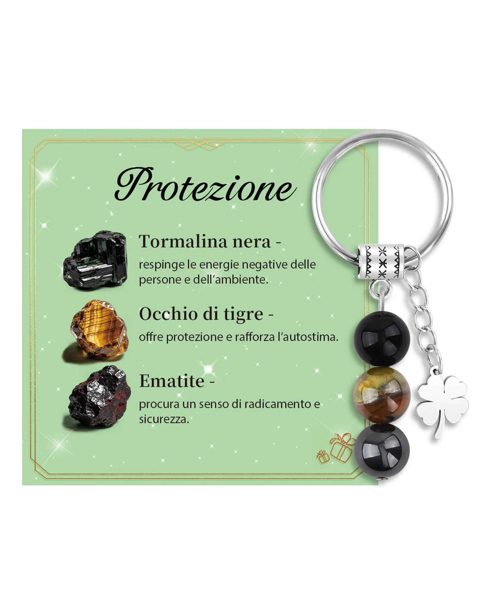 CheersLife Portachiavi Cristalli Naturali 10mm - immagine 1