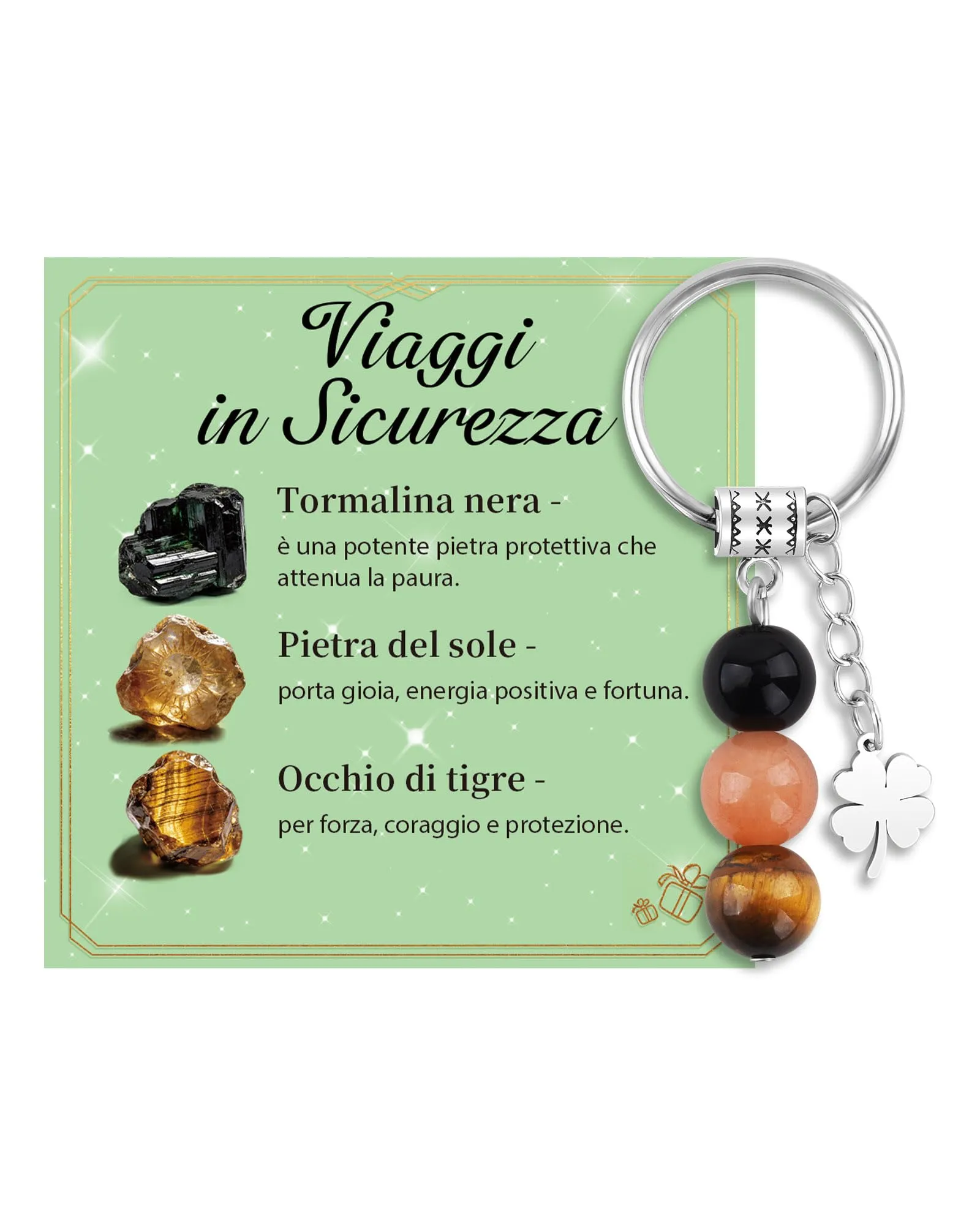 Cheerslife Portachiavi Personalizzato in Cristalli Naturali 10mm - immagine 1