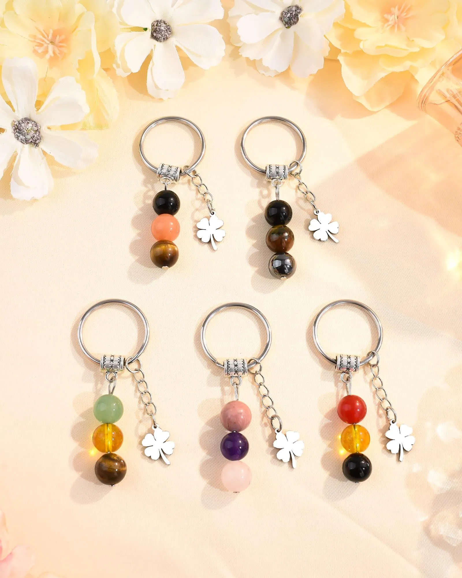 Cheerslife Portachiavi Personalizzato in Cristalli Naturali 10mm - immagine 3