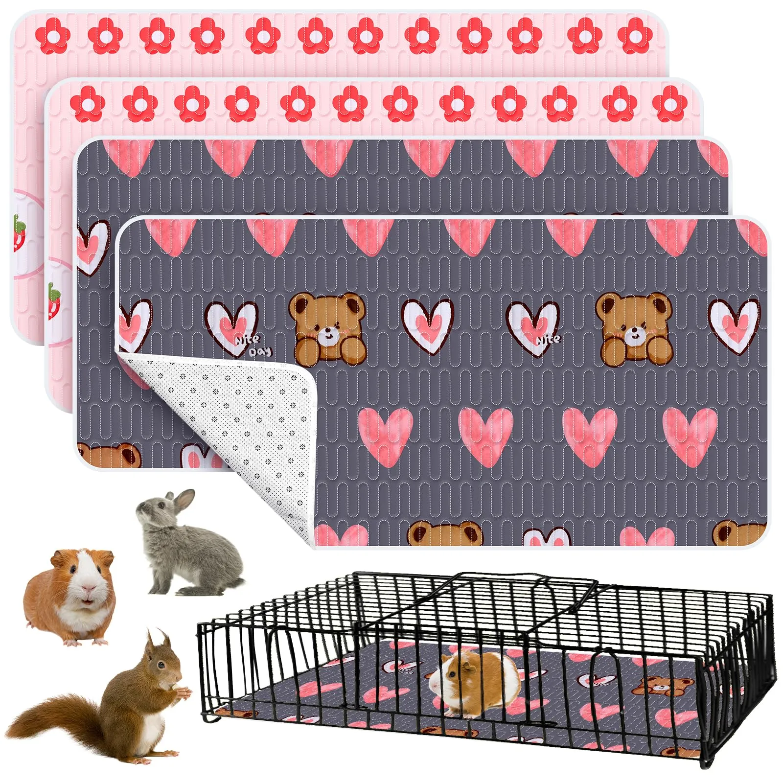 OPEYATOYS Cuscinetti per gabbia per piccoli animali, impermeabili e assorbenti, 61 x 120 cm, confezione da 4 - immagine 1