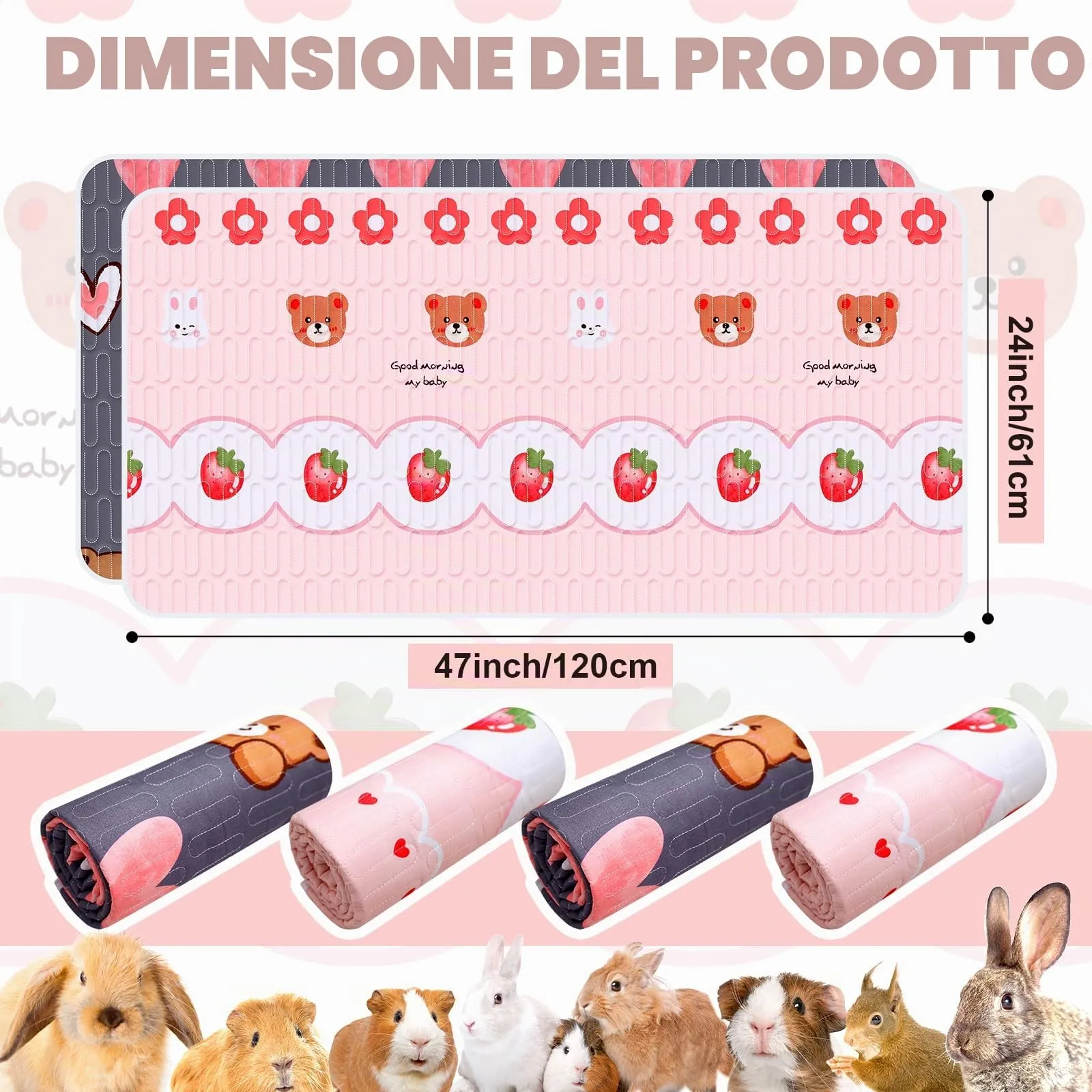 OPEYATOYS Cuscinetti per gabbia per piccoli animali, impermeabili e assorbenti, 61 x 120 cm, confezione da 4 - immagine 2