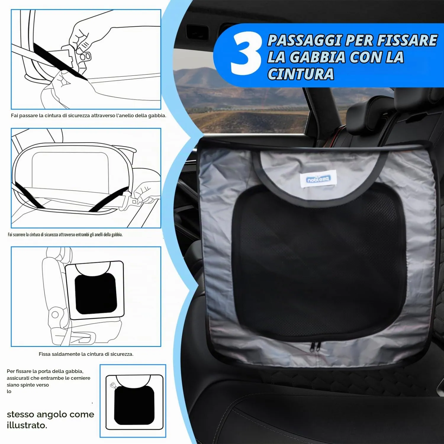 Nobleza Gabbia Portatile per Cani e Gatti, Recinto Pieghevole in Tessuto Oxford 210D Impermeabile, 93x54x54cm - immagine 4