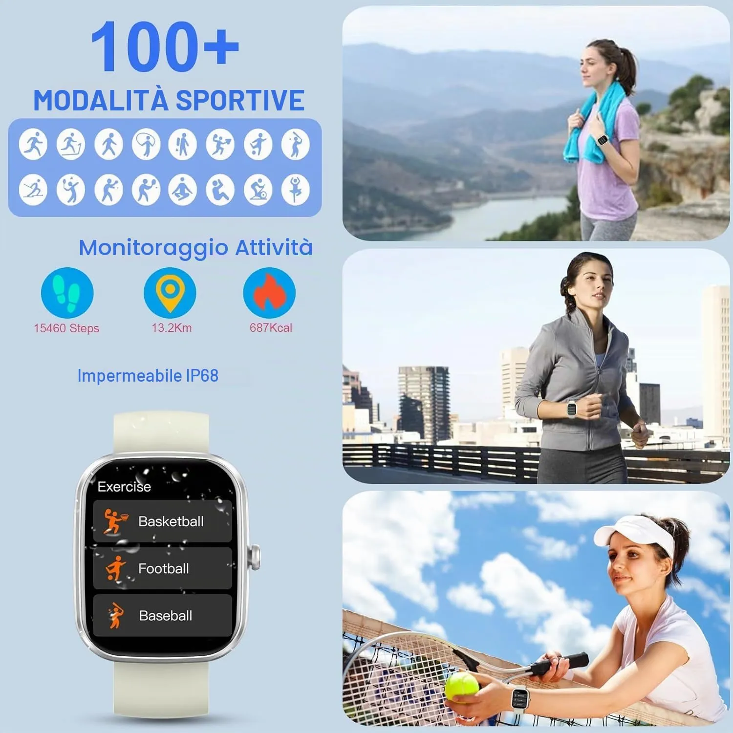 Matast Smartwatch Uomo Donna 1.91" con Funzione Telefono, 110+ Modalità Sport, IP68 Impermeabile, Contapassi, SpO2, Monitor Sonno e Frequenza Cardiaca - immagine 2