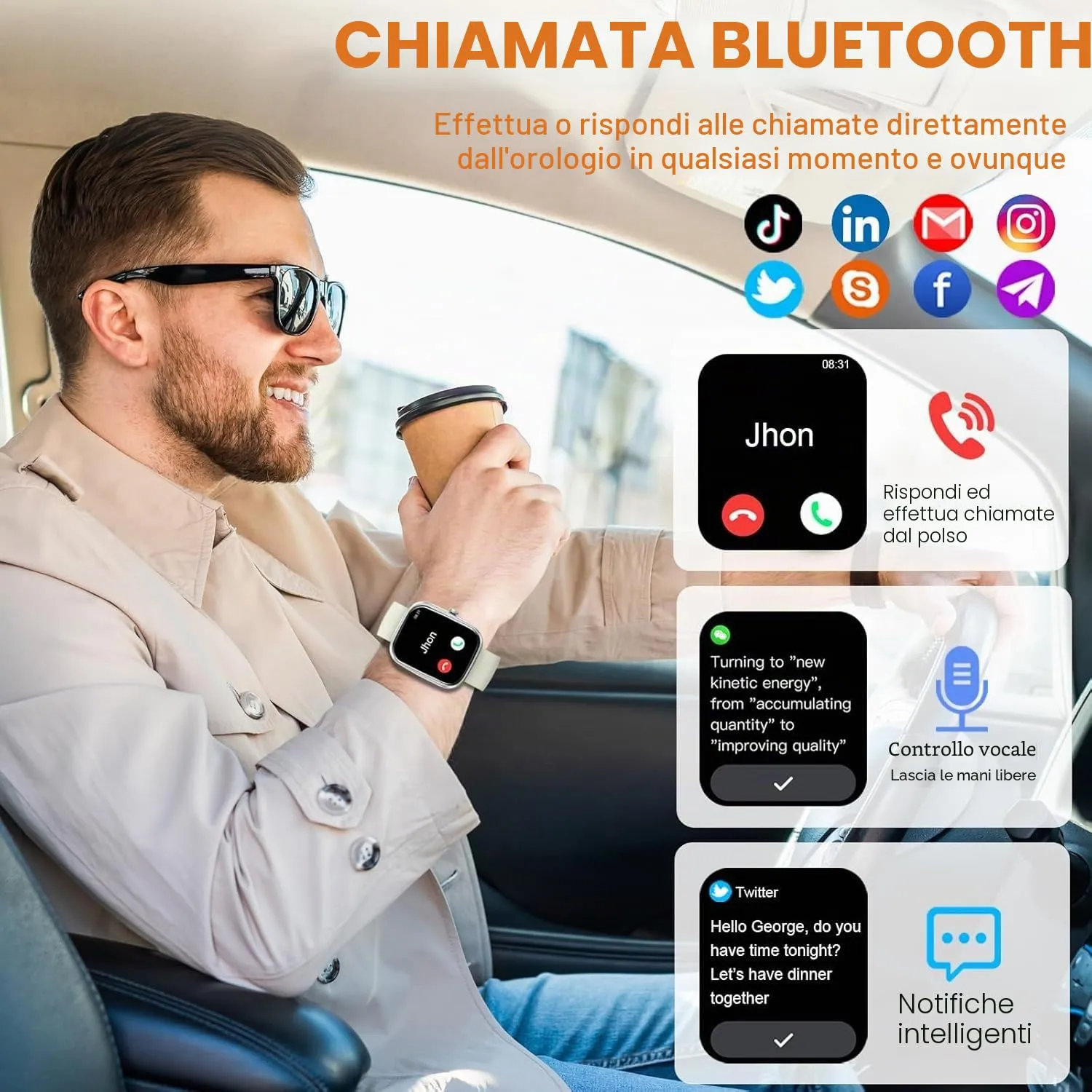 Matast Smartwatch Uomo Donna 1.91" con Funzione Telefono, 110+ Modalità Sport, IP68 Impermeabile, Contapassi, SpO2, Monitor Sonno e Frequenza Cardiaca - immagine 4