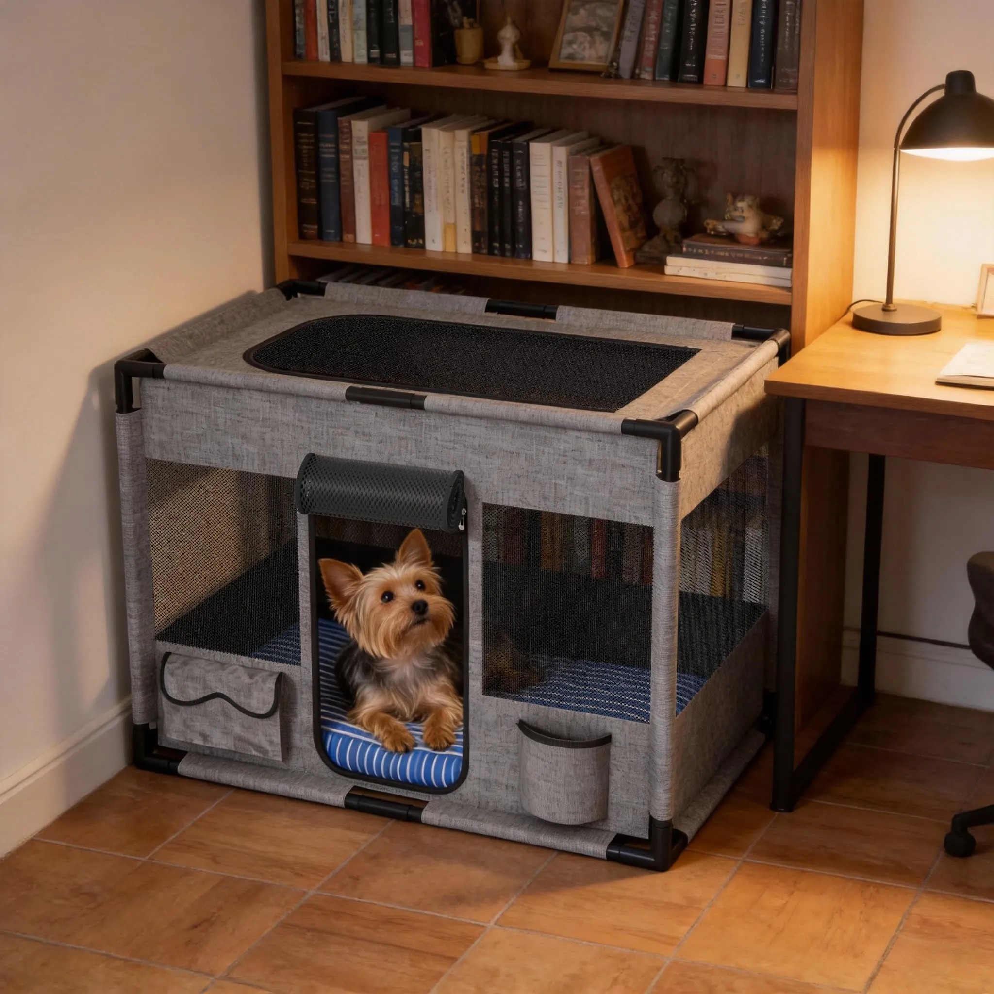 UISEBRT Recinto per Cuccioli in Tessuto Oxford e Rete, 85 x 65 x 64,5 cm, Rettangolare - immagine 7