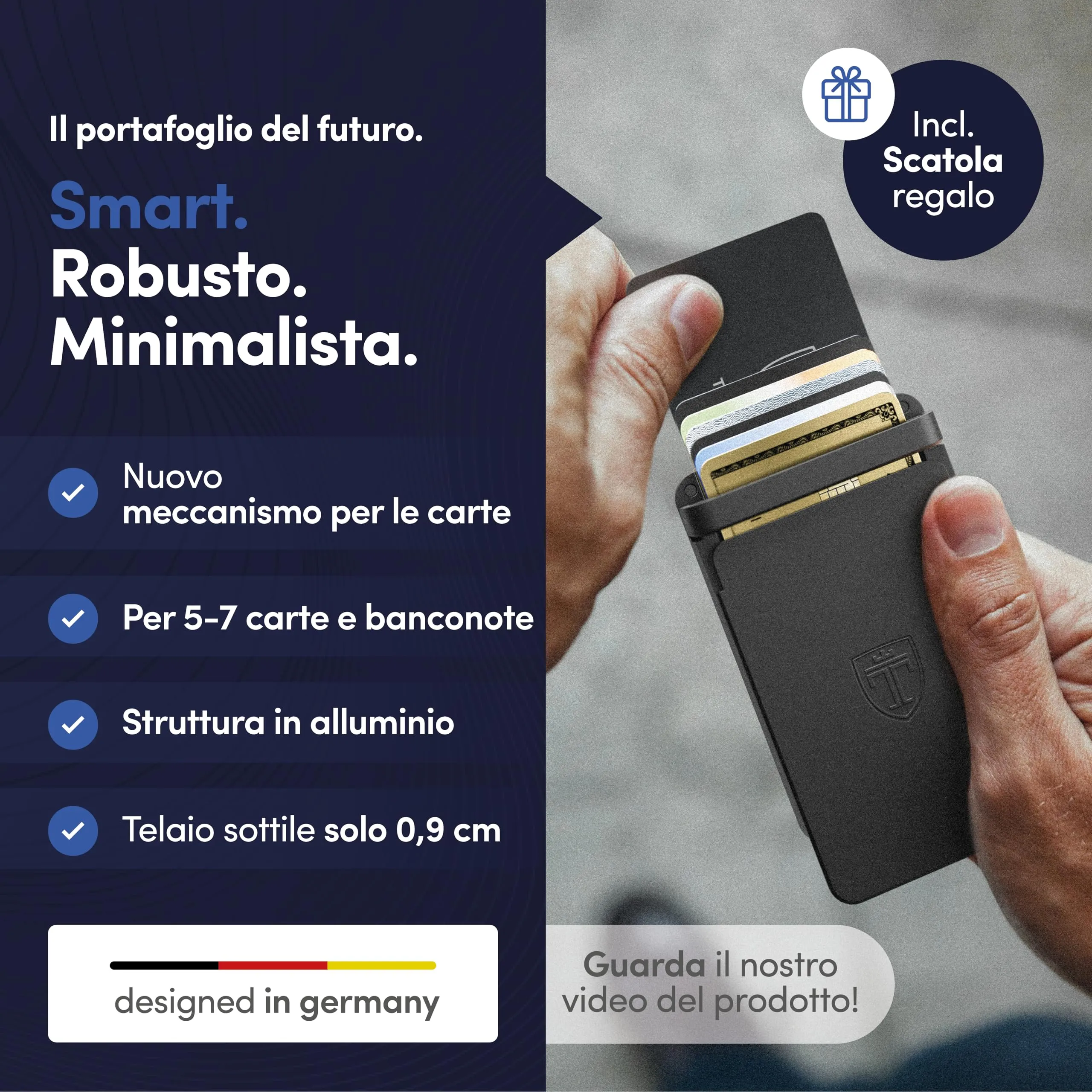 TRAVANDO Slyde Portacarte in Alluminio con Protezione RFID e Fermasoldi - immagine 2