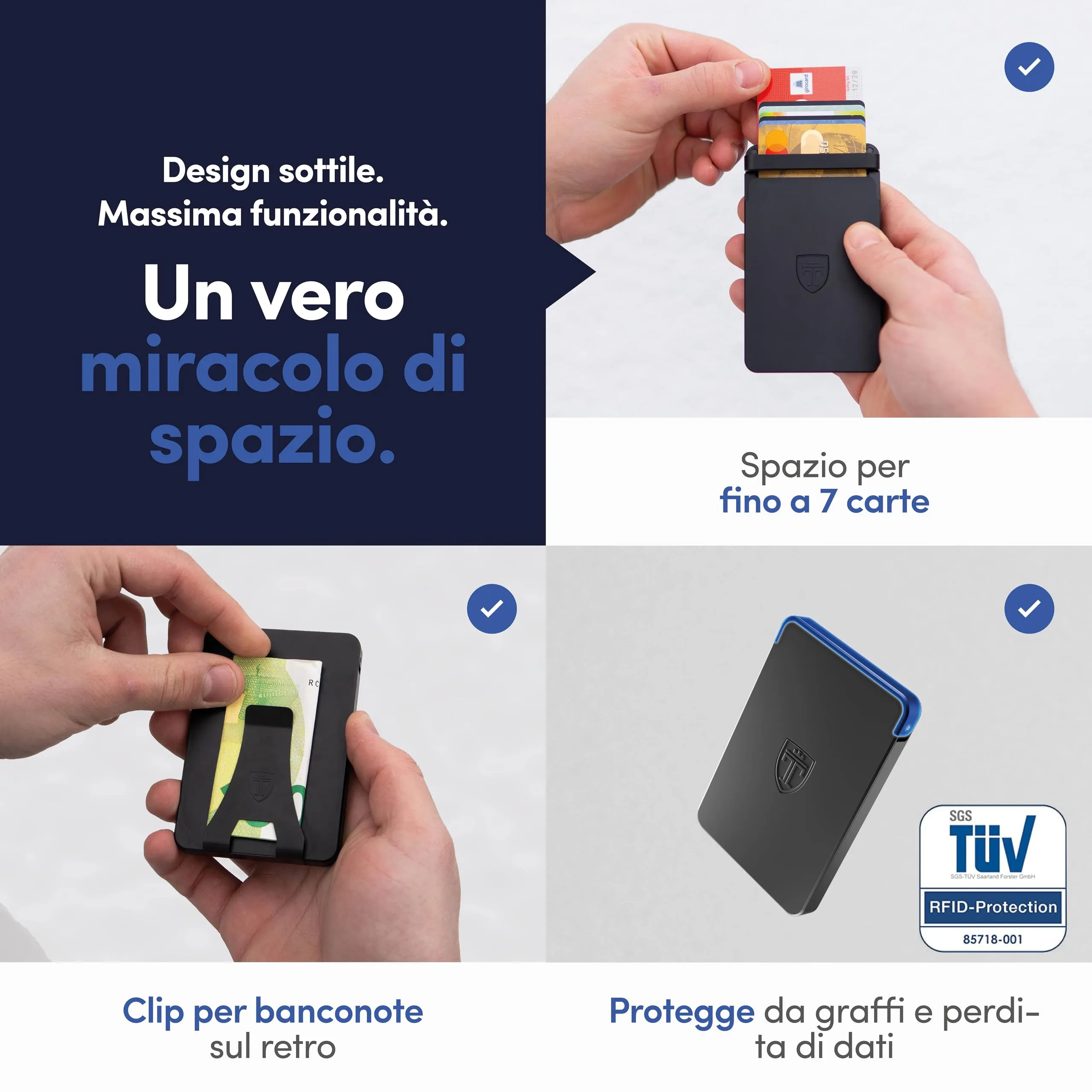 TRAVANDO Slyde Portacarte in Alluminio con Protezione RFID e Fermasoldi - immagine 4