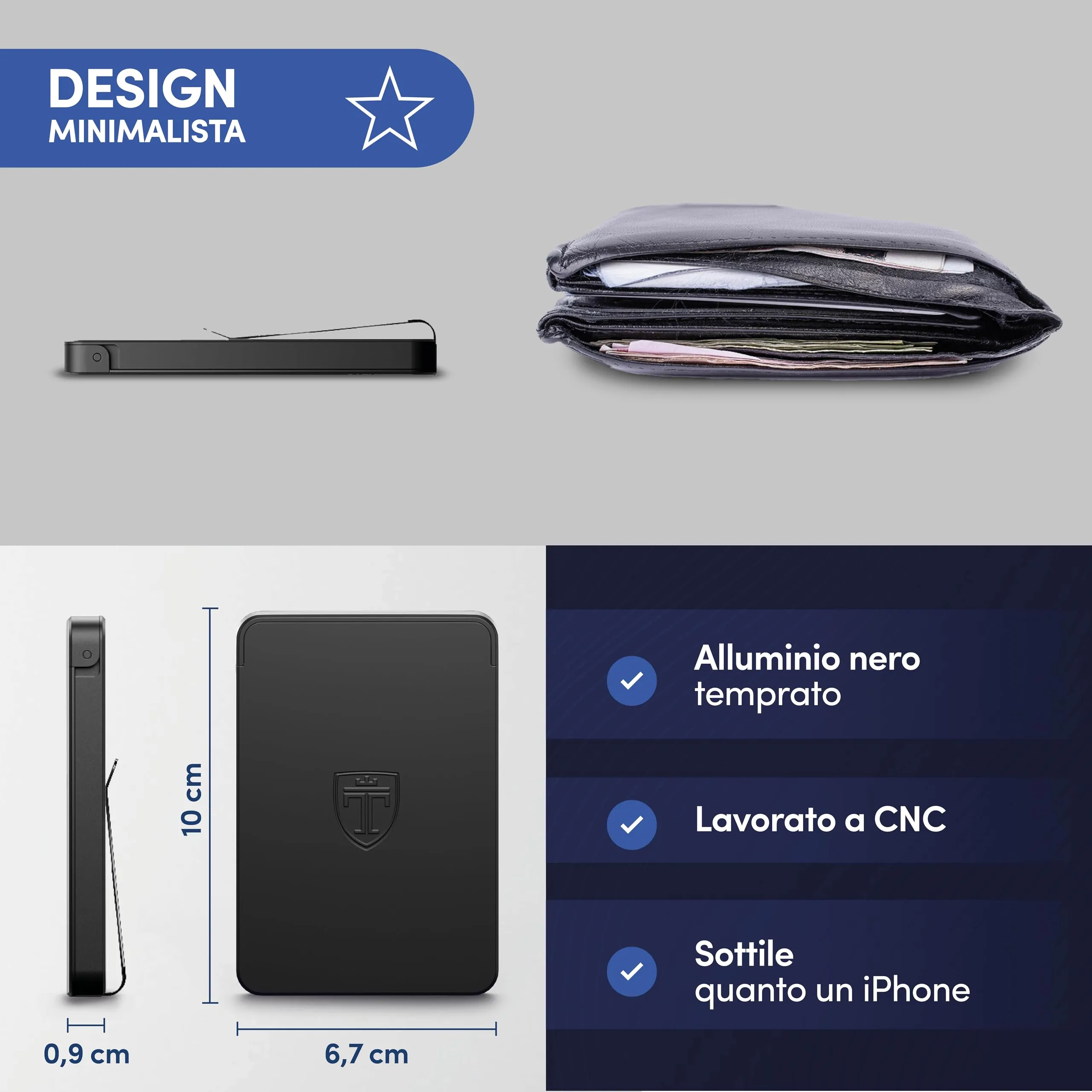 TRAVANDO Slyde Portacarte in Alluminio con Protezione RFID e Fermasoldi - immagine 6