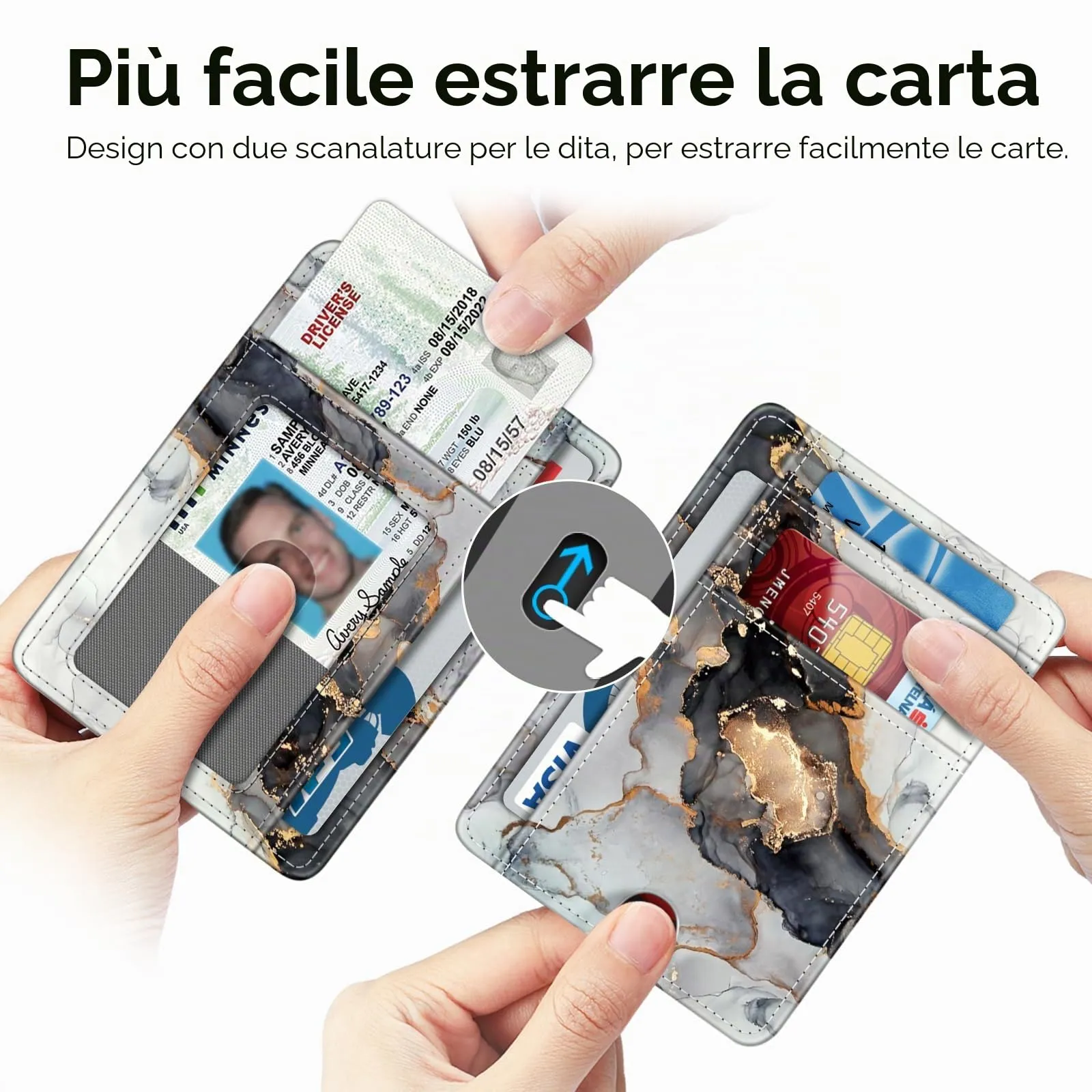 FINTIE Portafoglio Sottile con Tasca Frontale, Pelle Sintetica, RFID, Z-cloudy Marble - immagine 3