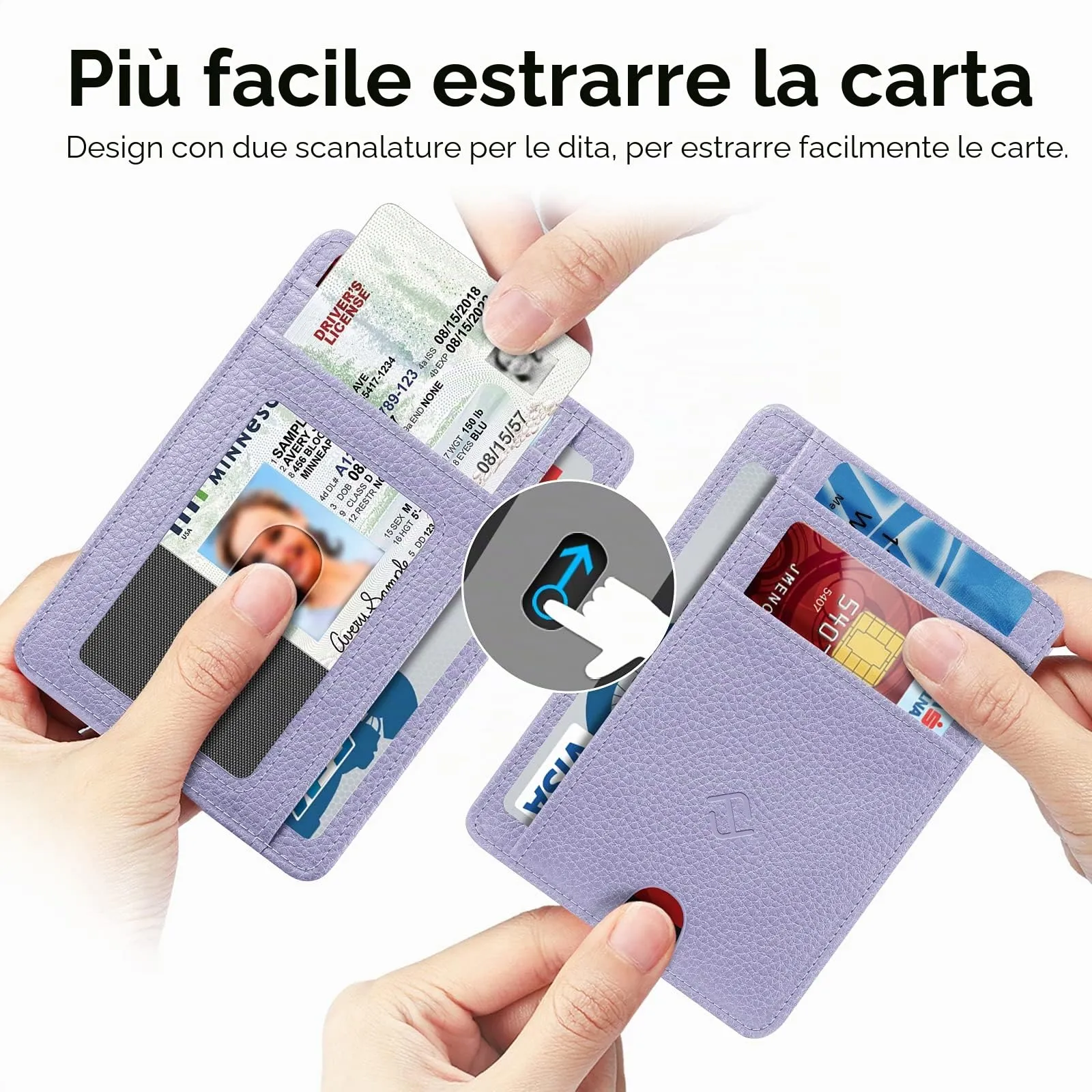 FINTIE Portafoglio Sottile con Tasca Frontale, Pelle Sintetica, Lilla Viola - immagine 4