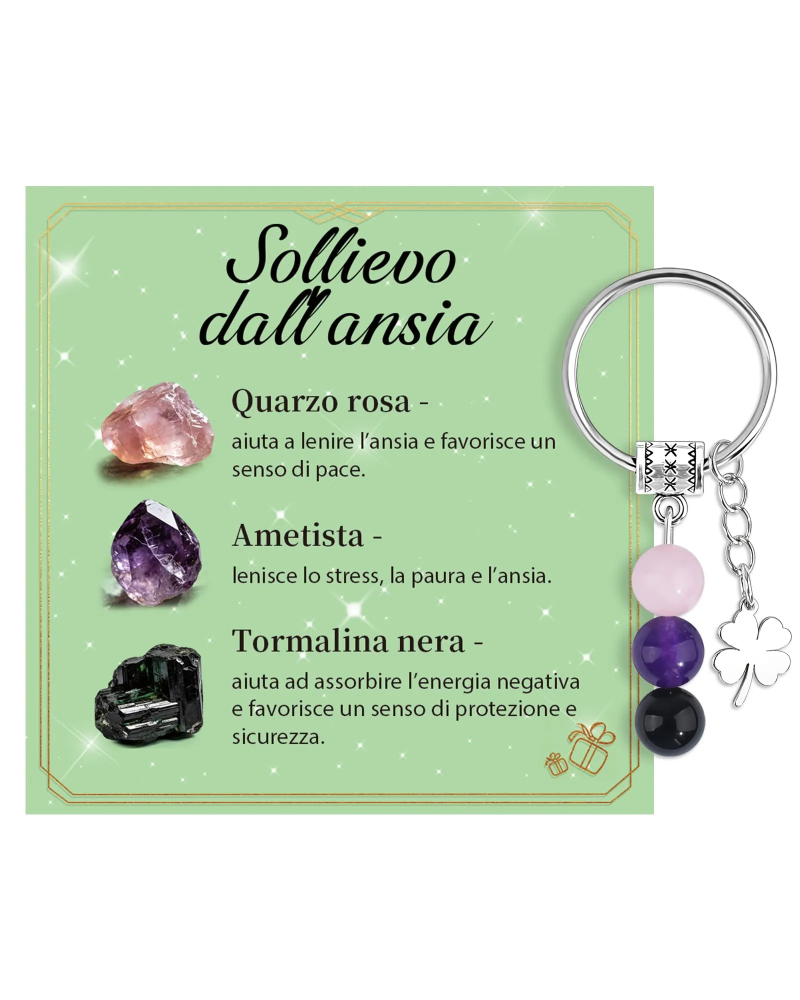 Cheerslife Portachiavi Personalizzato in Cristalli Naturali 10mm - immagine 1