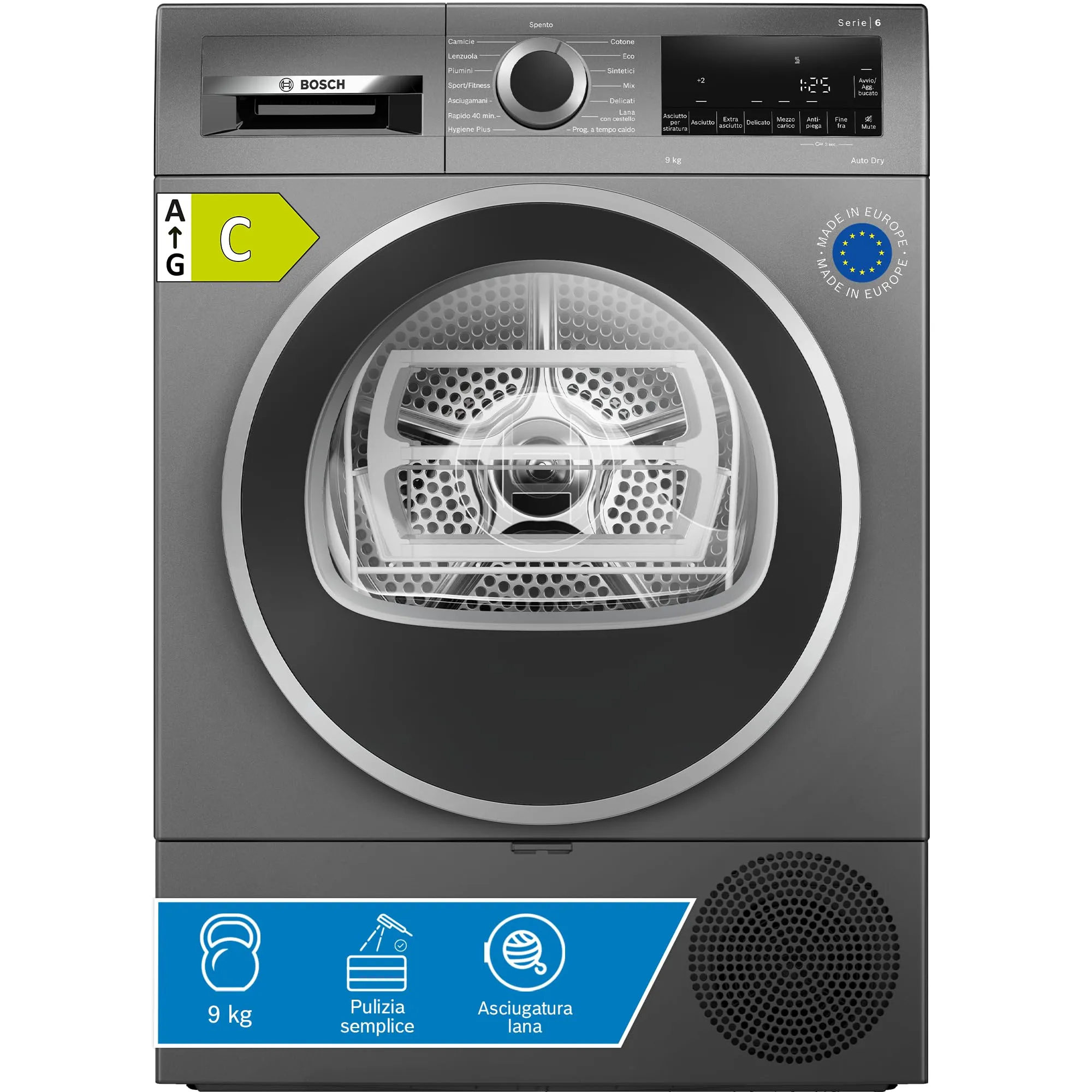 Bosch Serie 6 WQG243DRII Asciugatrice pompa calore 9kg Antracite - immagine 1