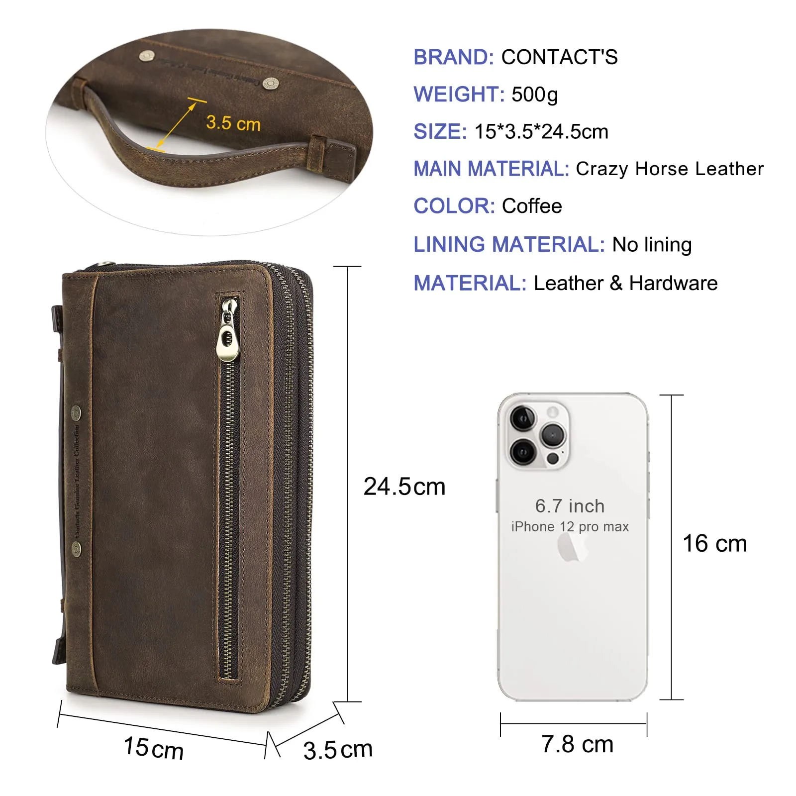 CONTACTS Borsa Tote in Pelle da Uomo con Blocco RFID e Tasca Porta Passaporto - immagine 3