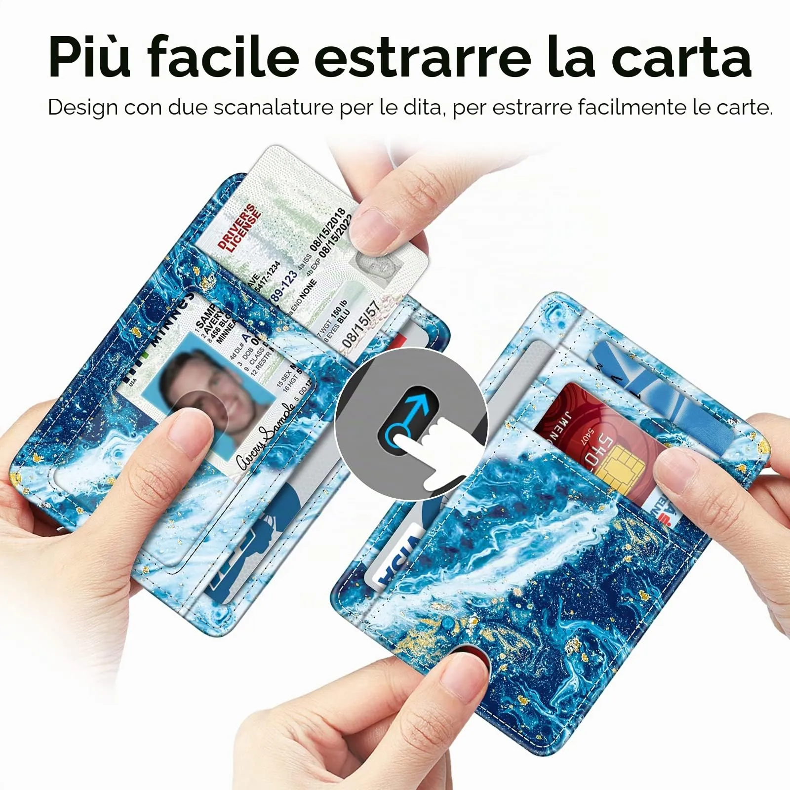 FINTIE Portafoglio Sottile con Tasca Frontale, Pelle Sintetica, RFID, Blu Oceano - immagine 4