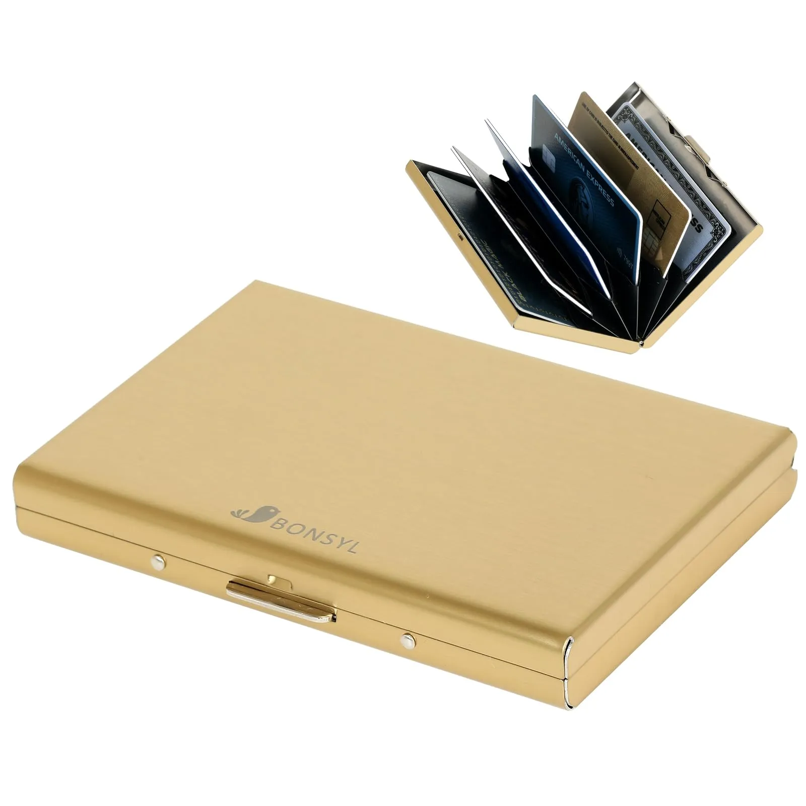 BONSYL Porta Carte di Credito in Metallo con Protezione RFID, 6 Scomparti (Oro) - immagine 1
