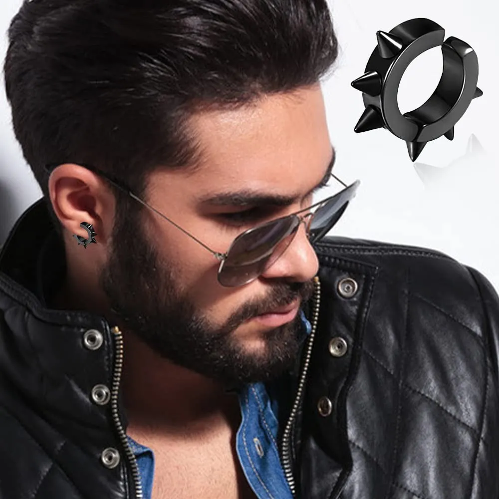 XiXiRan Orecchini Magnetici a Croce in Acciaio Inossidabile, Stile Punk Rock, Nero, Unisex - immagine 3
