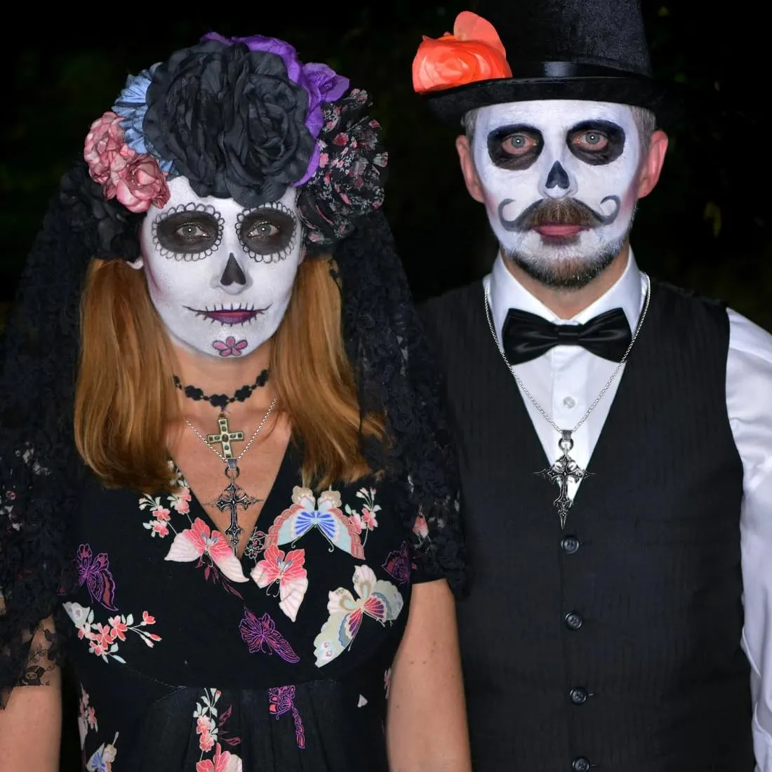 GONZTEL Collana Gotica Vintage con Ciondolo Croce e Teschio Stile Punk - immagine 6