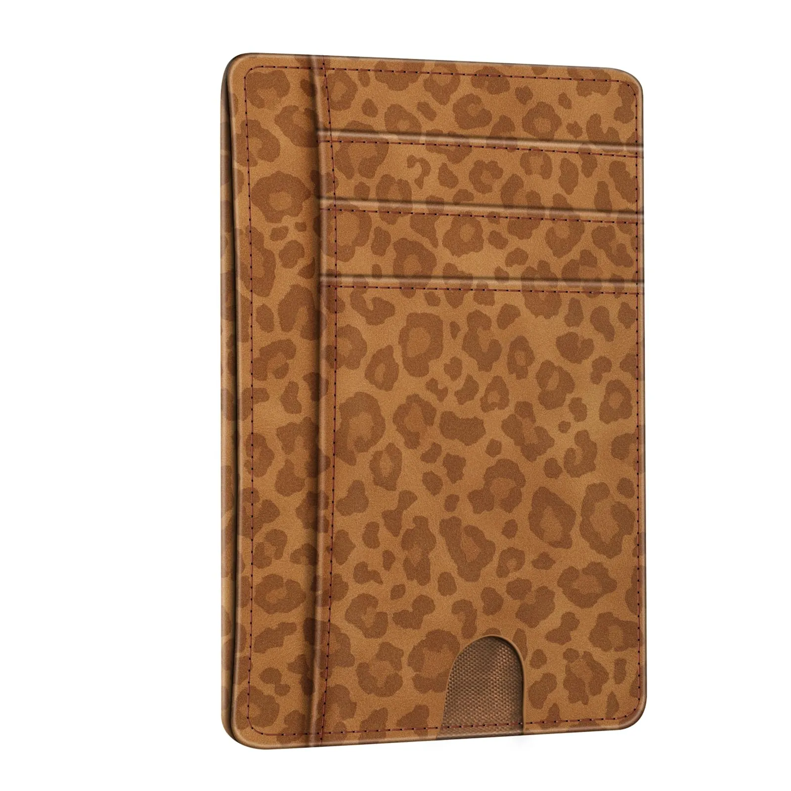 FINTIE Portafoglio Sottile con Tasca Frontale, Pied-de-poule, Marrone Scuro - immagine 1