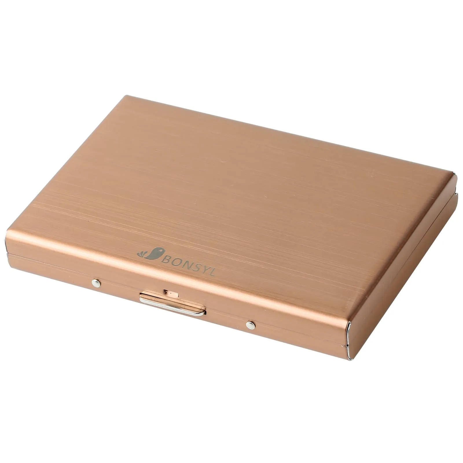 BONSYL Porta Carte di Credito in Acciaio Inossidabile con Blocco RFID, 6 Carte, Oro Rosa - immagine 8