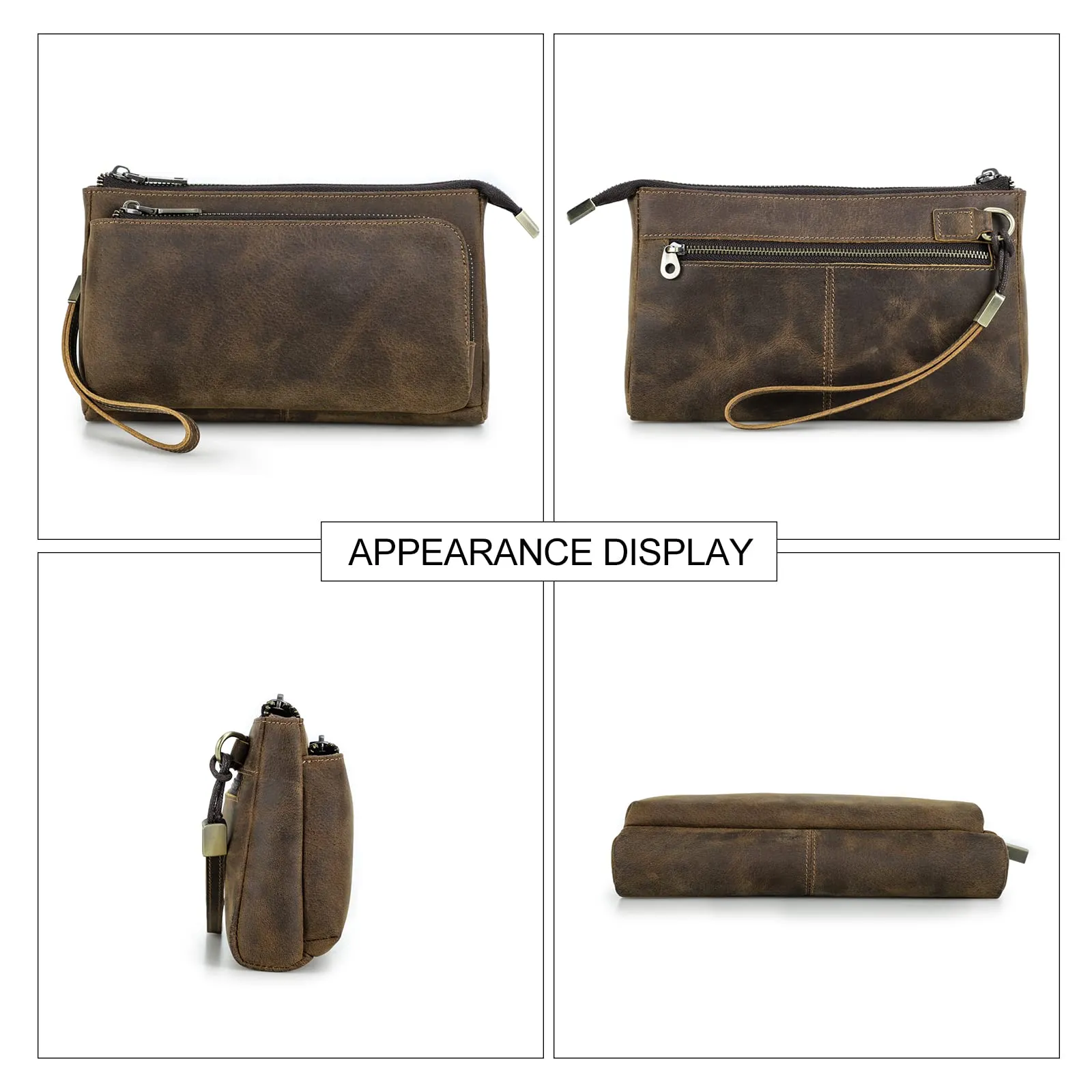 CONTACTS Pochette da Viaggio da Uomo in Vera Pelle con Cinturino da Polso e Portafoglio Passaporto - immagine 4