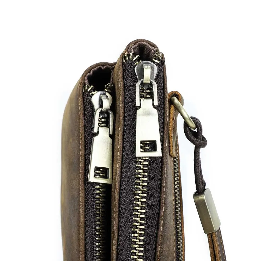 CONTACTS Pochette da Viaggio da Uomo in Vera Pelle con Cinturino da Polso e Portafoglio Passaporto - immagine 6