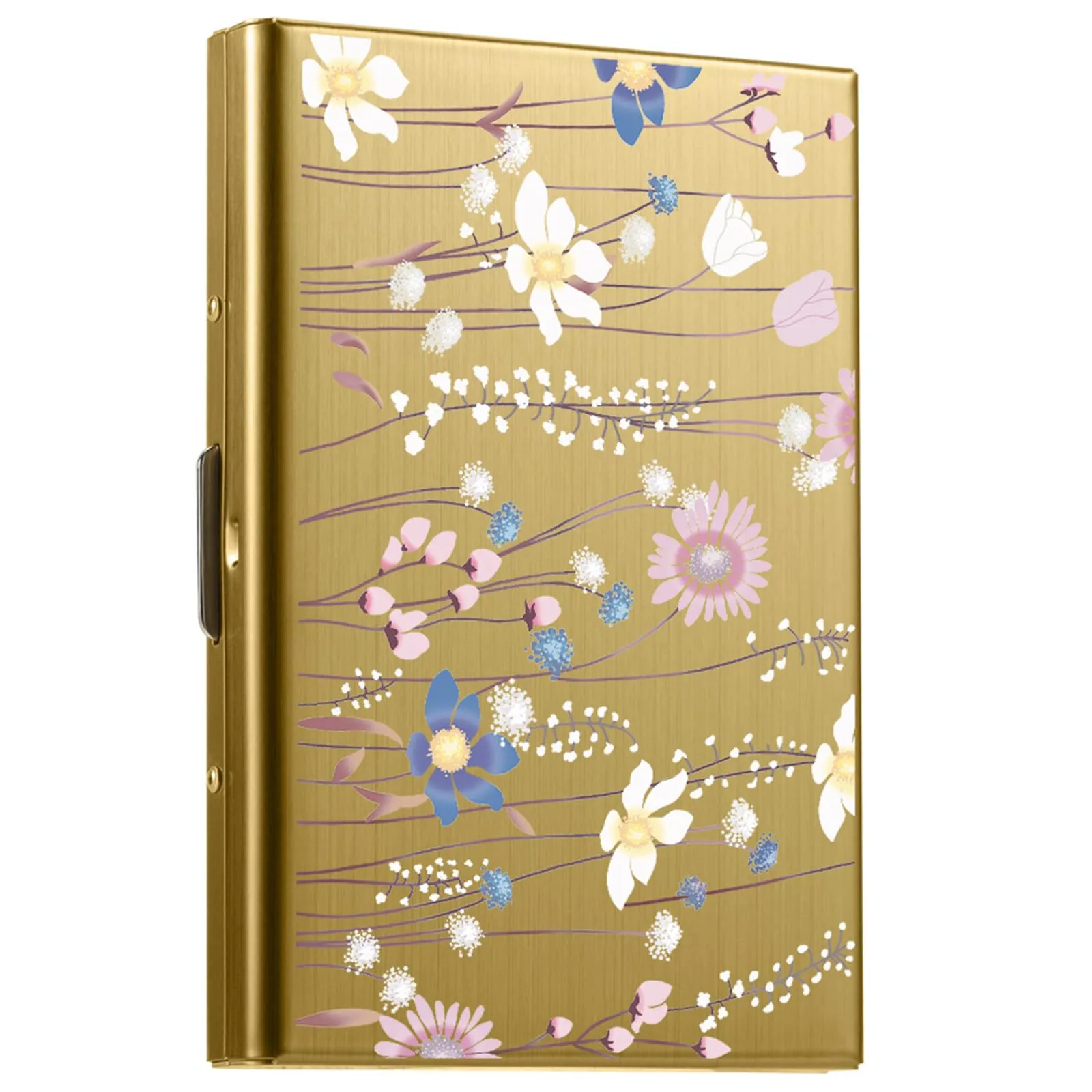 BONSYL Porta Carte di Credito in Acciaio Inossidabile con Blocco RFID, 6 Slot, Oro/Fiore - immagine 8