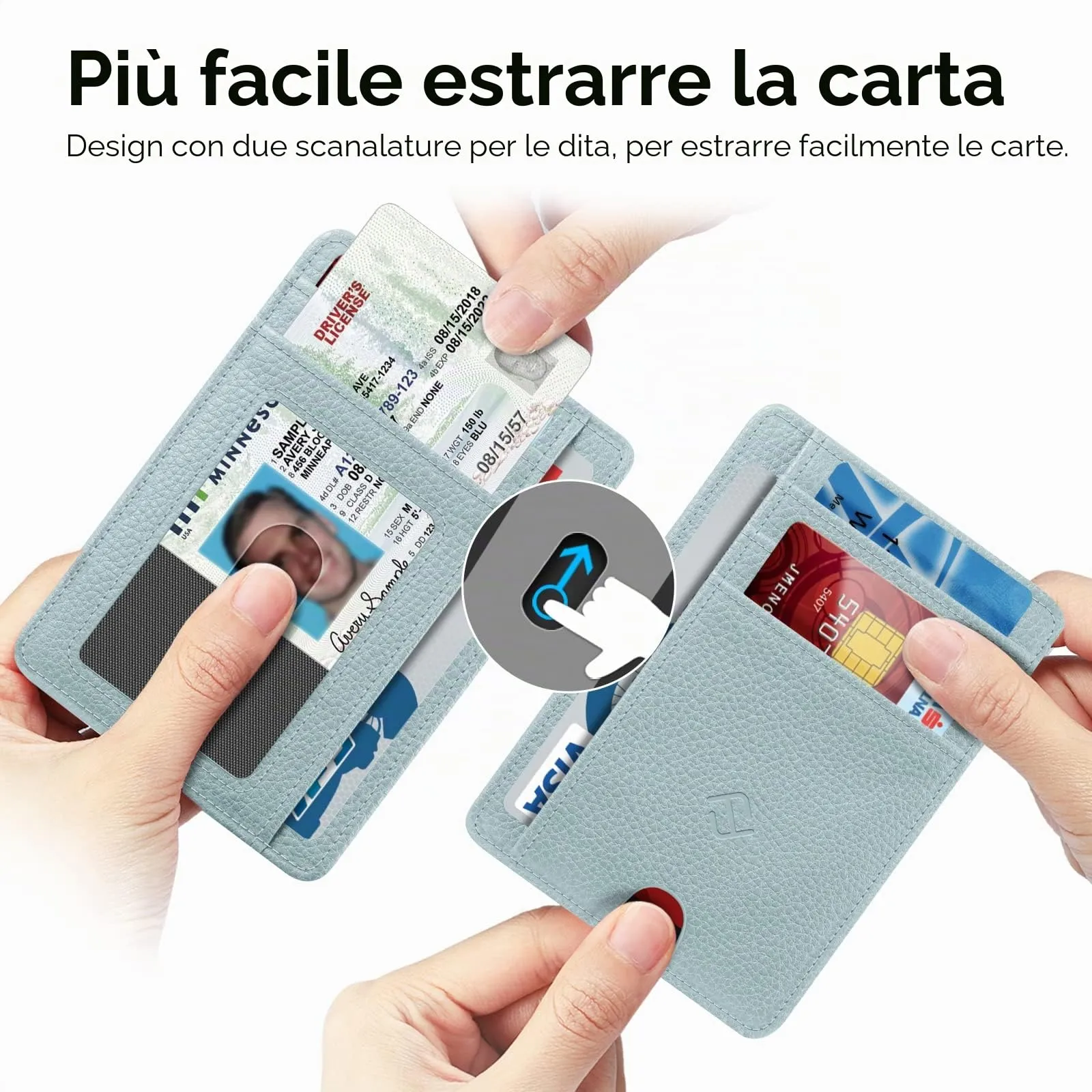 FINTIE Portafoglio Sottile con Tasca Frontale, Ice Blu - immagine 3