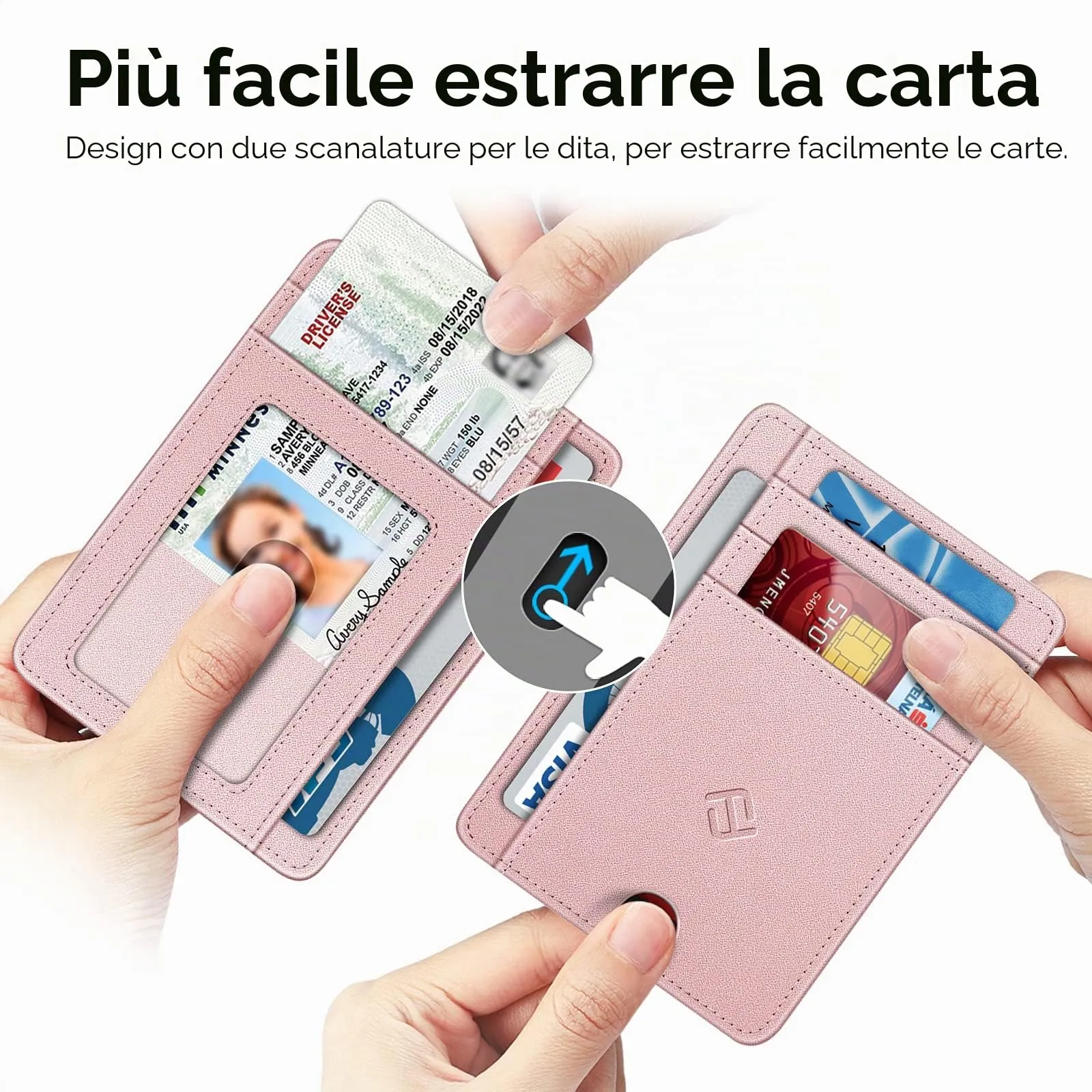 FINTIE Portafoglio Sottile con Tasca Frontale, Oro Rosa - immagine 4