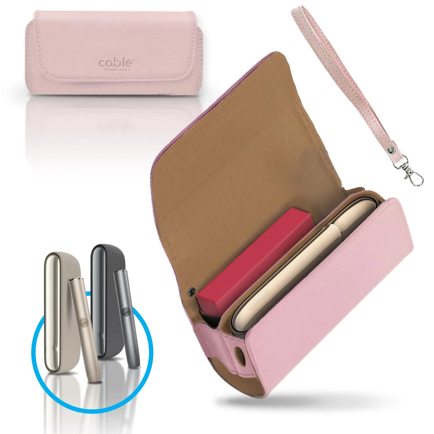 Cable Technologies Custodia in Eco-Pelle per IQOS ILUMA, Astuccio Organizer e Cover per Sigaretta Elettronica (Pink) - immagine 1