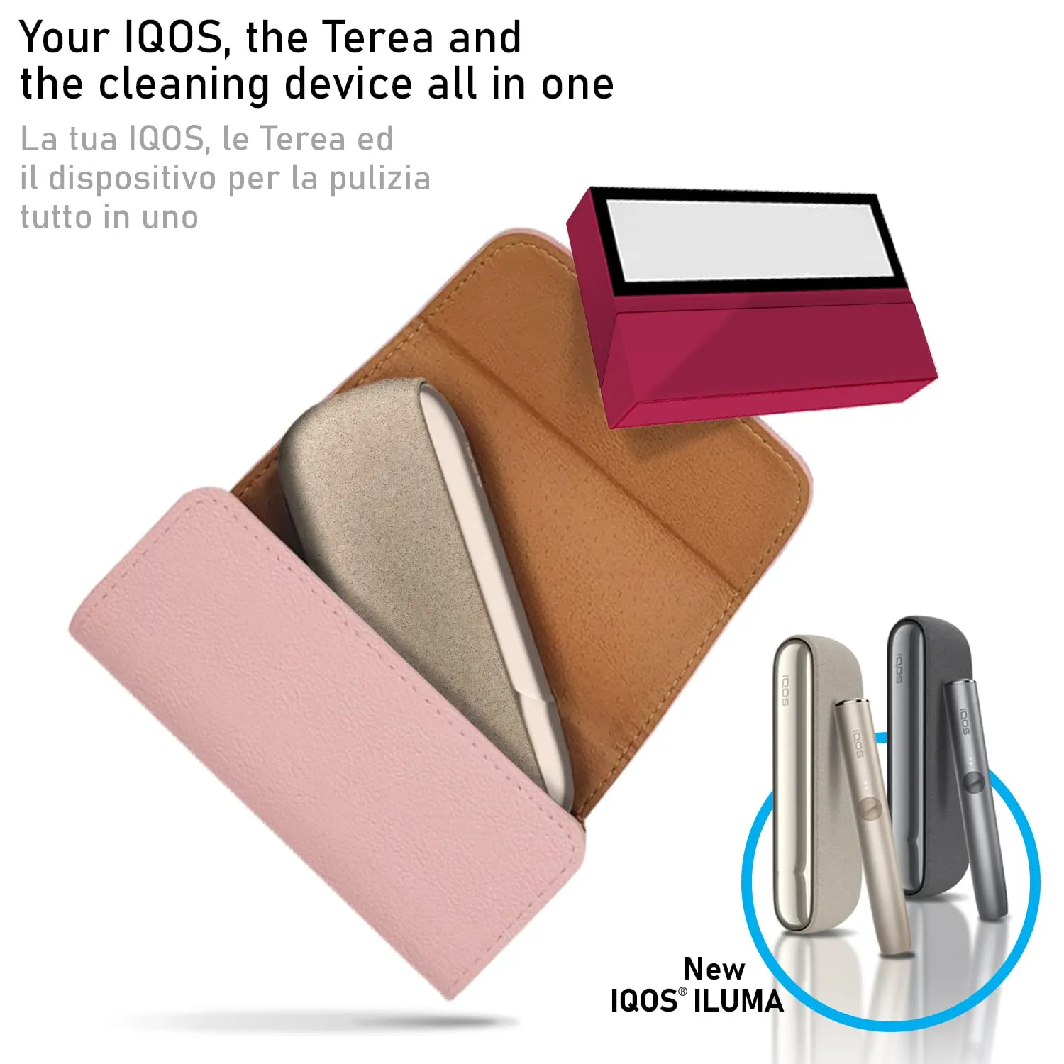 Cable Technologies Custodia in Eco-Pelle per IQOS ILUMA, Astuccio Organizer e Cover per Sigaretta Elettronica (Pink) - immagine 3