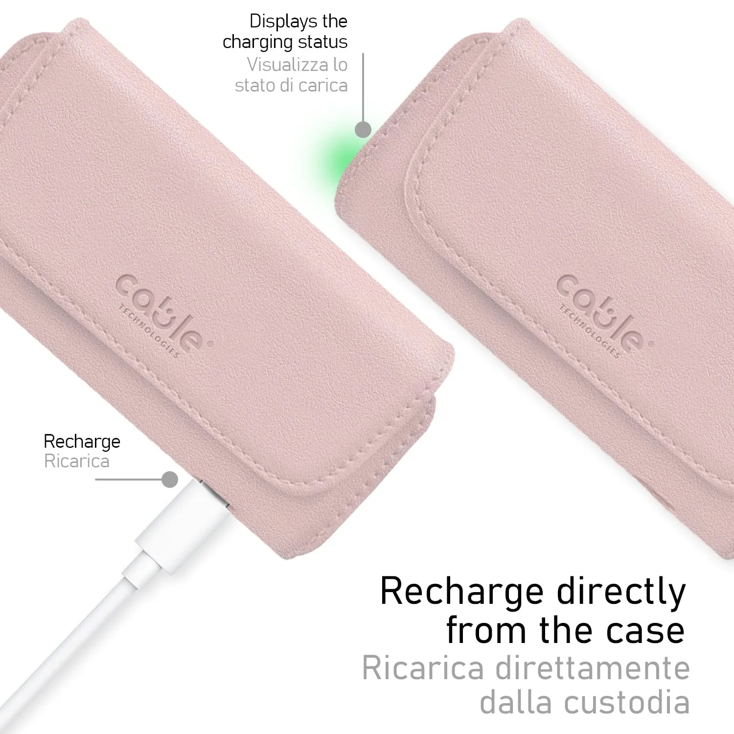 Cable Technologies Custodia in Eco-Pelle per IQOS ILUMA, Astuccio Organizer e Cover per Sigaretta Elettronica (Pink) - immagine 5