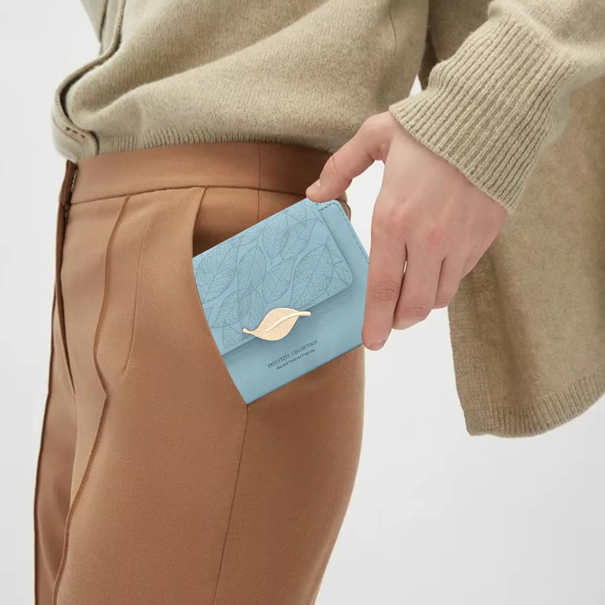 REETEE Portafoglio Donna in Pelle PU Slim Formato Corto con Cerniera e 10 Porta Carte, X-blu - immagine 7