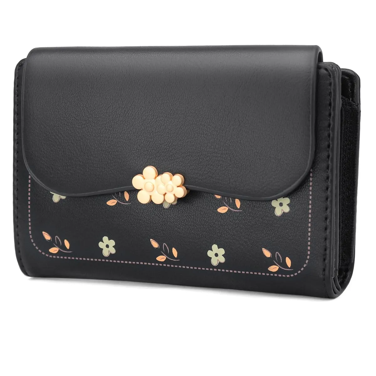 REETEE Portafoglio Donna in Pelle PU Slim Formato Corto con Cerniera e 10 Porta Carte, Nero - immagine 1