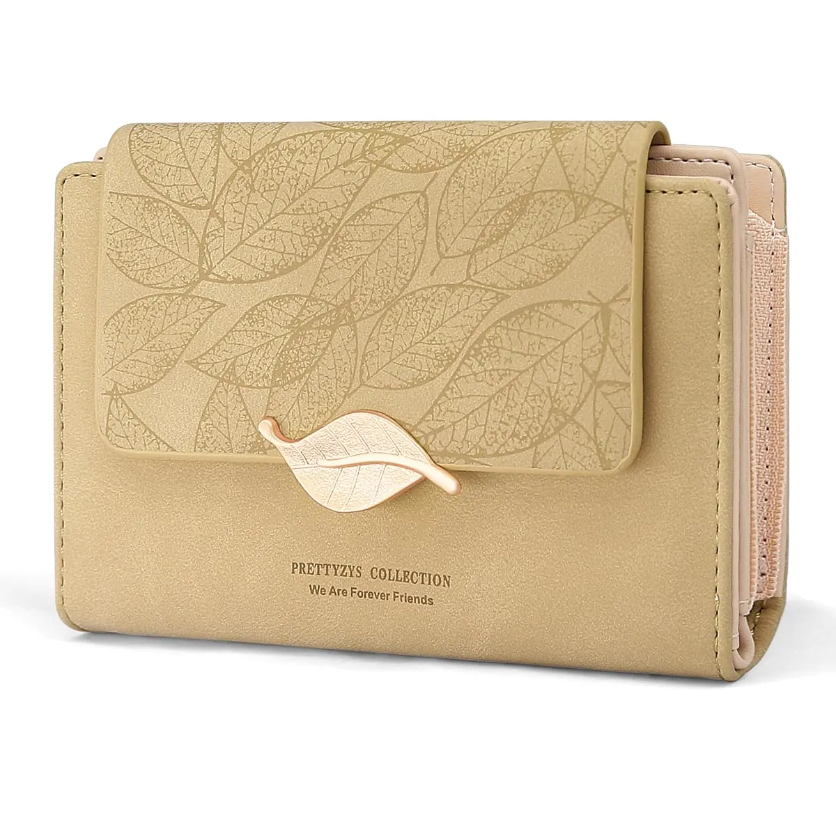 REETEE Portafoglio Donna in Pelle PU Slim con Cerniera e 10 Porta Carte (X-Albicocca) - immagine 1