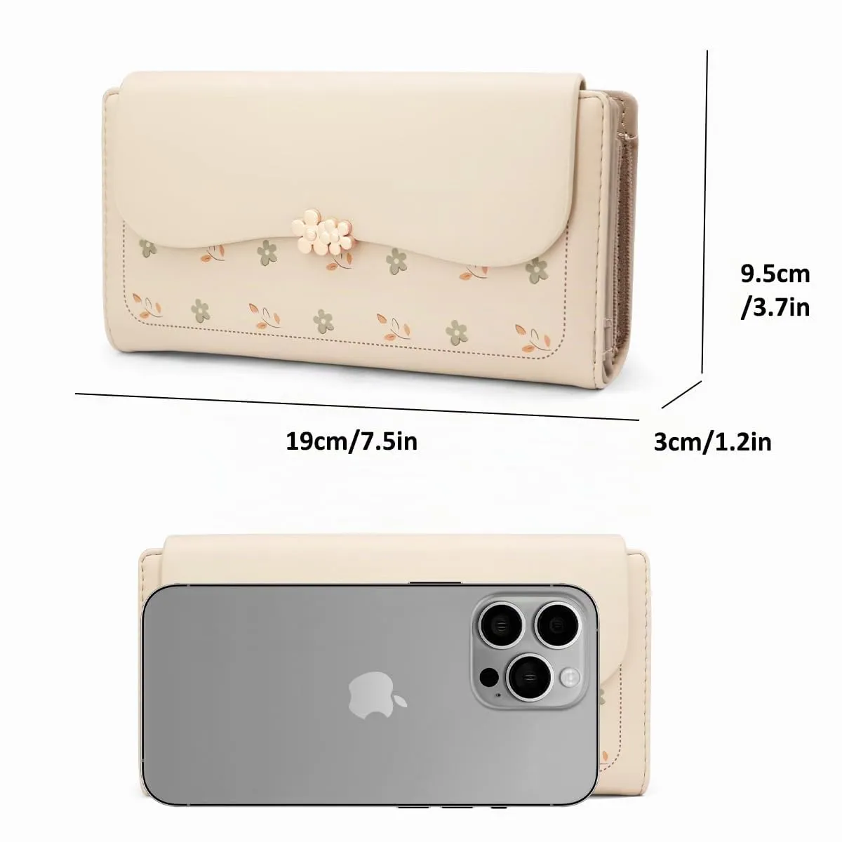 REETEE Portafoglio Donna in Pelle PU Formato Lungo con Cerniera e 10 Porta Carte - L-Albicocca - immagine 4