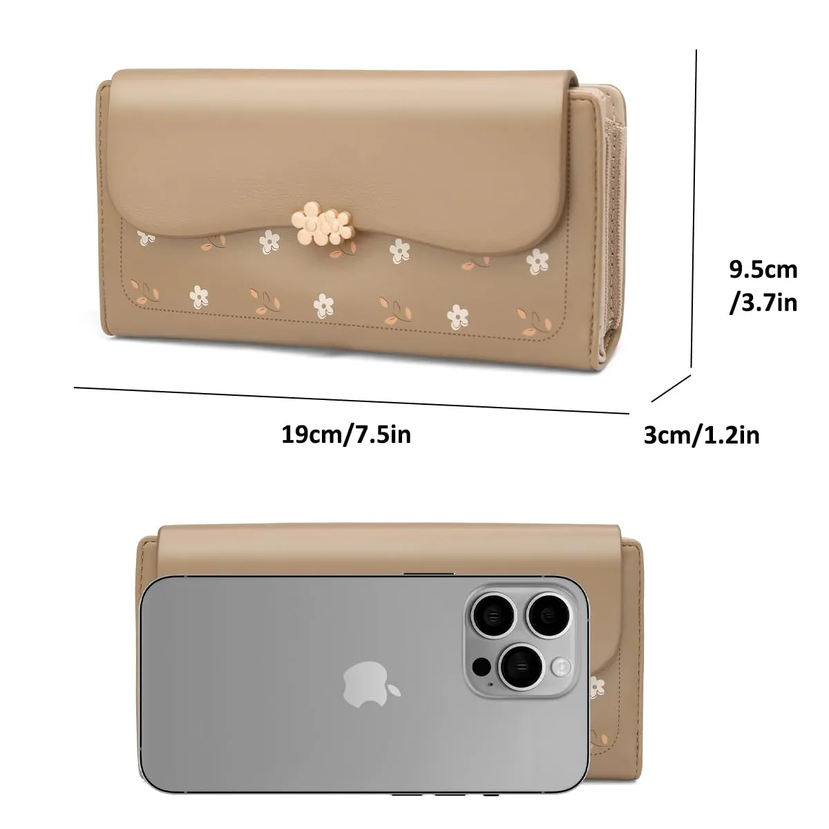 REETEE Portafoglio Donna in Pelle PU Formato Lungo con Cerniera, 10 Porta Carte (L-marrone) - immagine 4