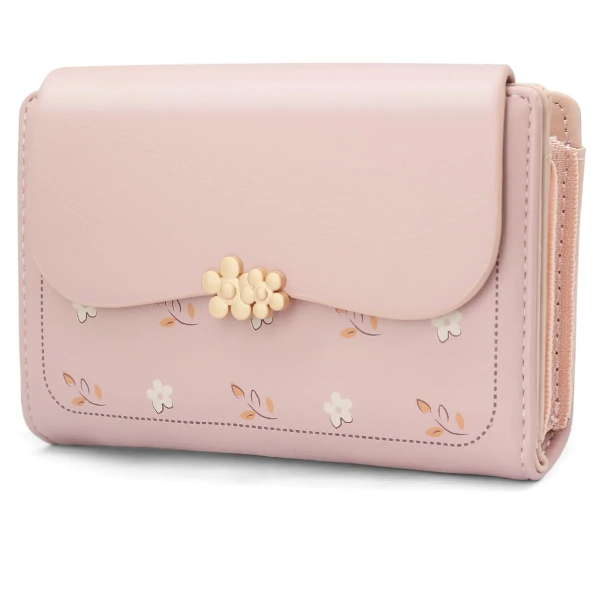 REETEE Portafoglio Donna in Pelle PU Slim con Cerniera e 10 Porta Carte, Rosa - immagine 1