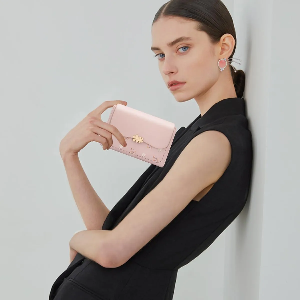 REETEE Portafoglio Donna in Pelle PU Slim con Cerniera e 10 Porta Carte, Rosa - immagine 6