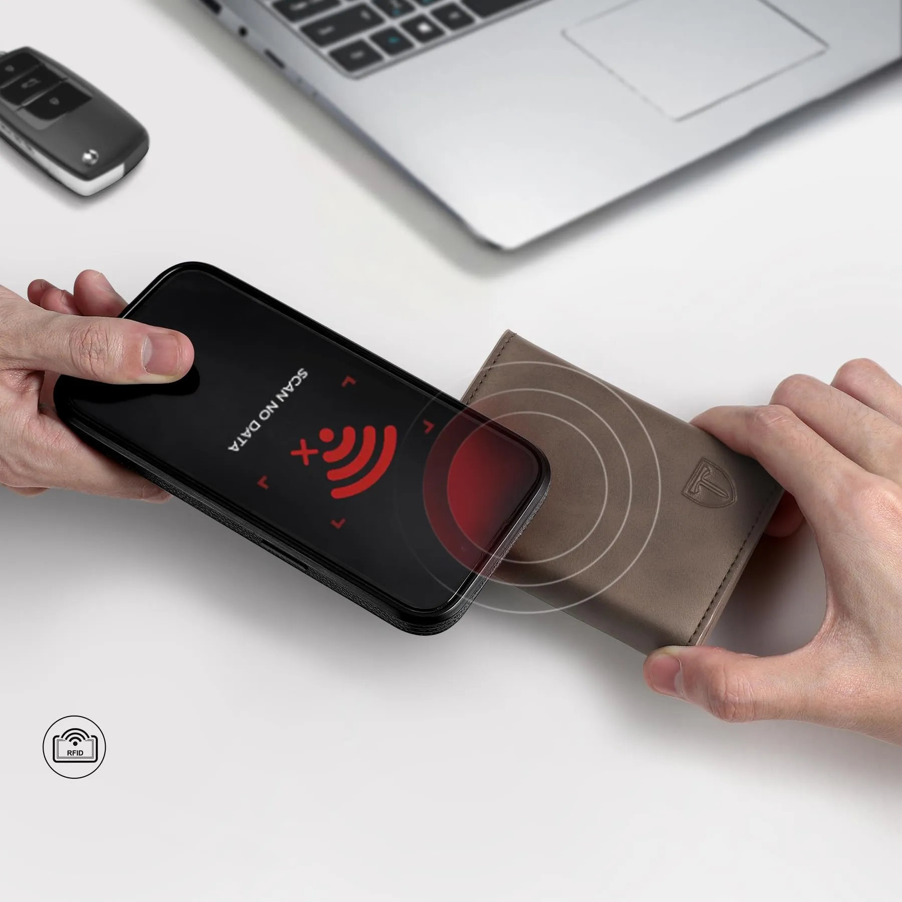 Tomylv Portafoglio Uomo Slim RFID Magnetico - Marrone - immagine 3
