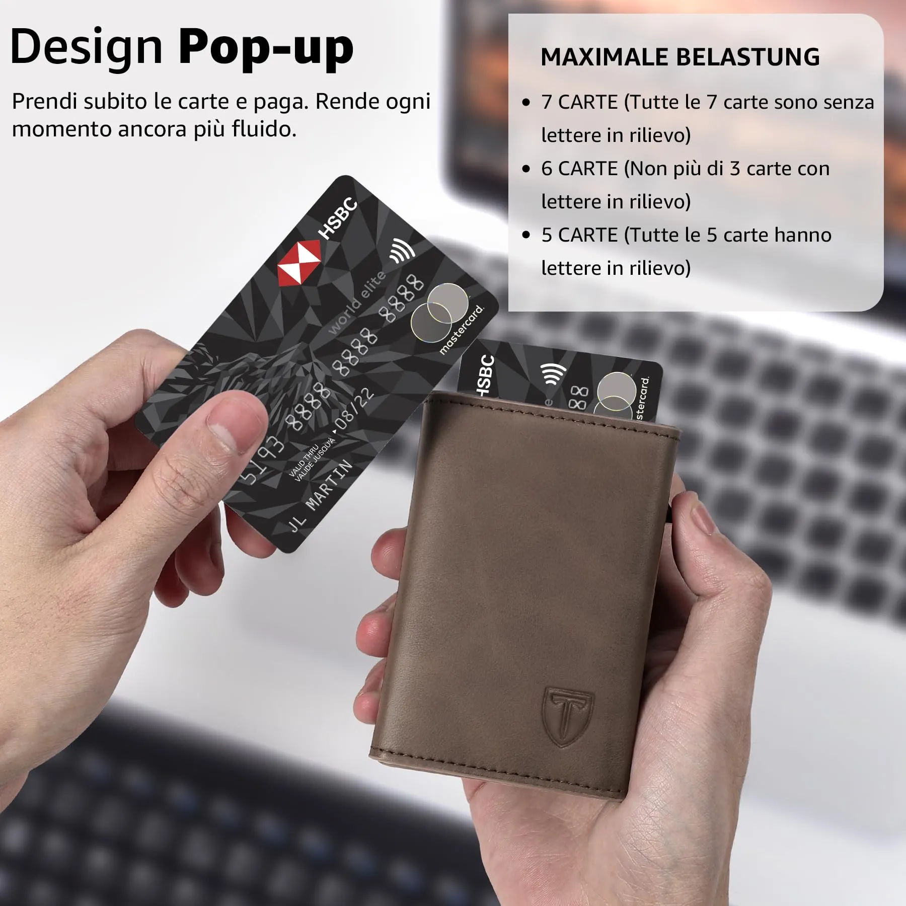 Tomylv Portafoglio Uomo Slim RFID Magnetico - Marrone - immagine 4