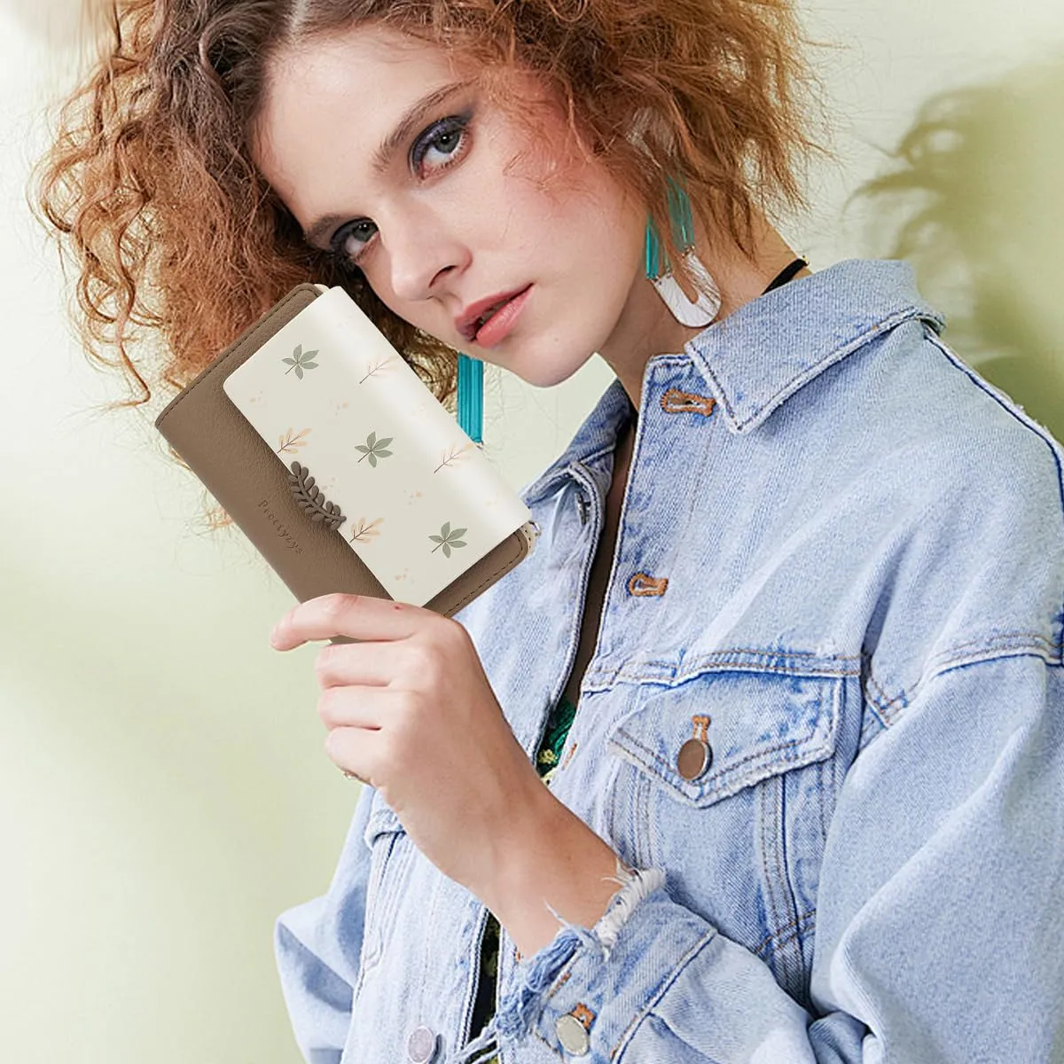 REETEE Portafoglio Donna in Pelle PU Slim con Cerniera e 10 Porta Carte - Z-marrone - immagine 2