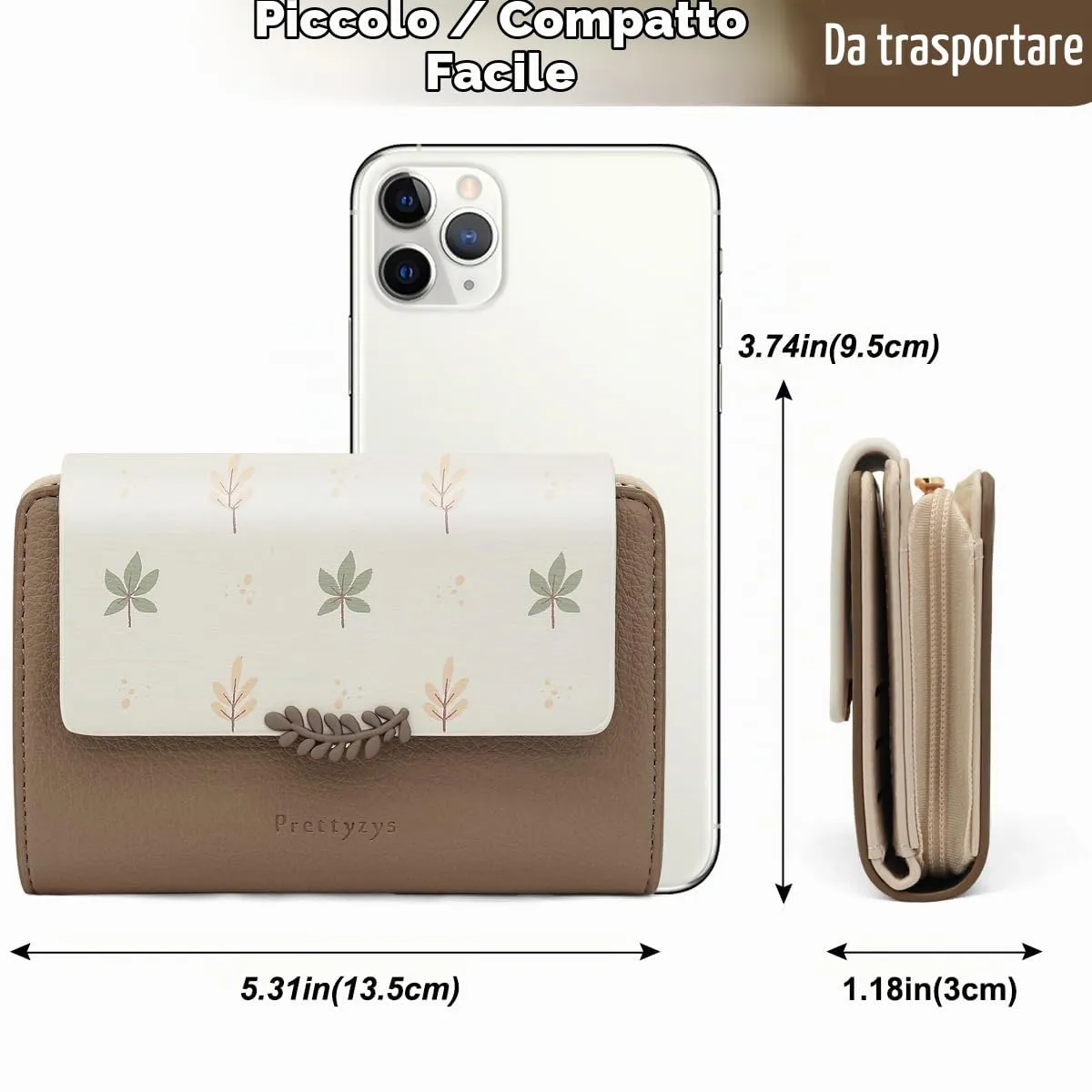 REETEE Portafoglio Donna in Pelle PU Slim con Cerniera e 10 Porta Carte - Z-marrone - immagine 6