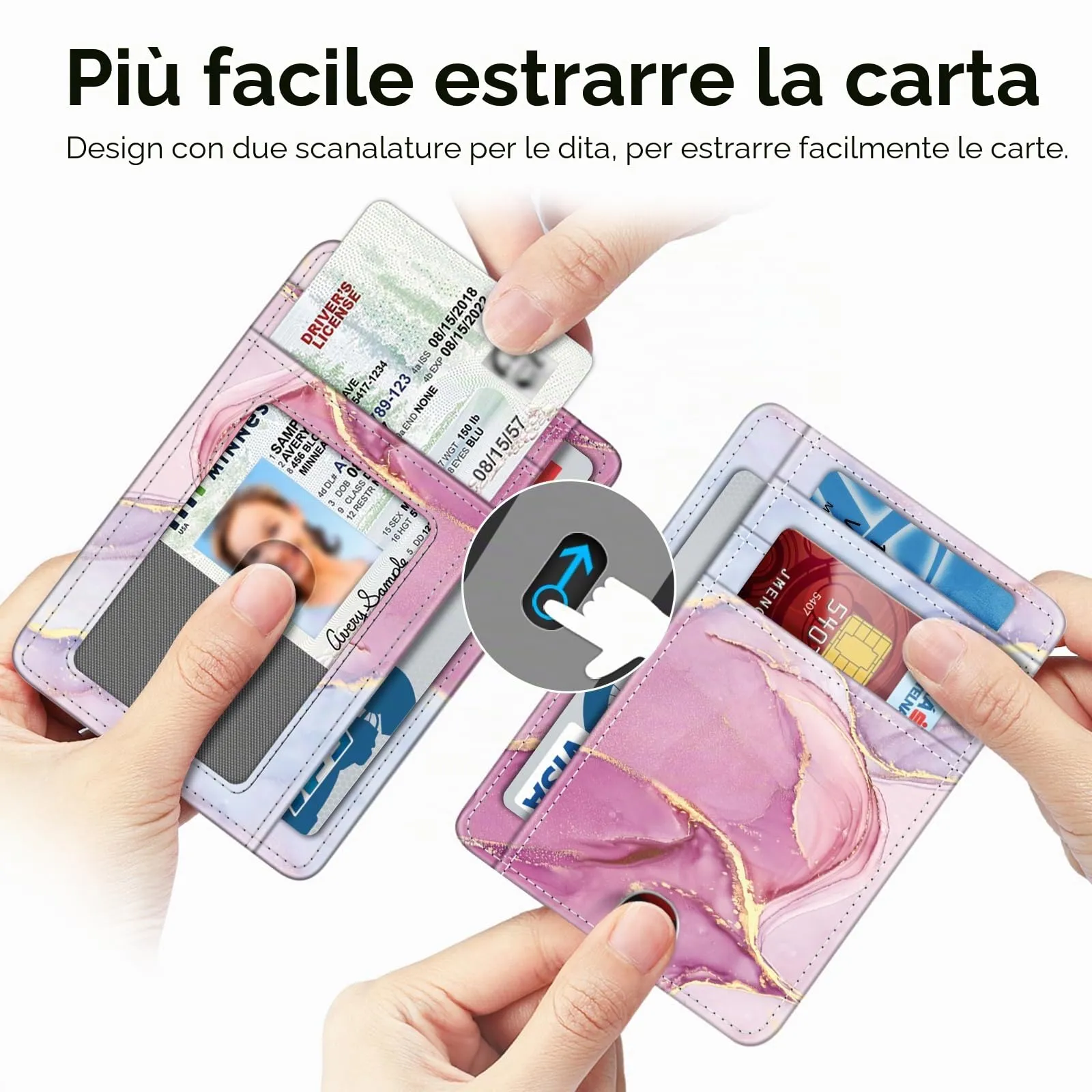 FINTIE Portafoglio Sottile con Tasca Frontale, Marmo, Pelle Sintetica - immagine 3