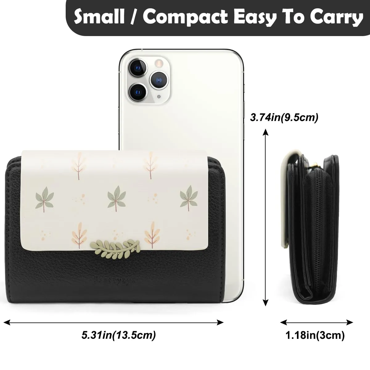REETEE Portafoglio Donna in Pelle PU Slim Formato Corto con Cerniera e 10 Porta Carte, Nero - immagine 6