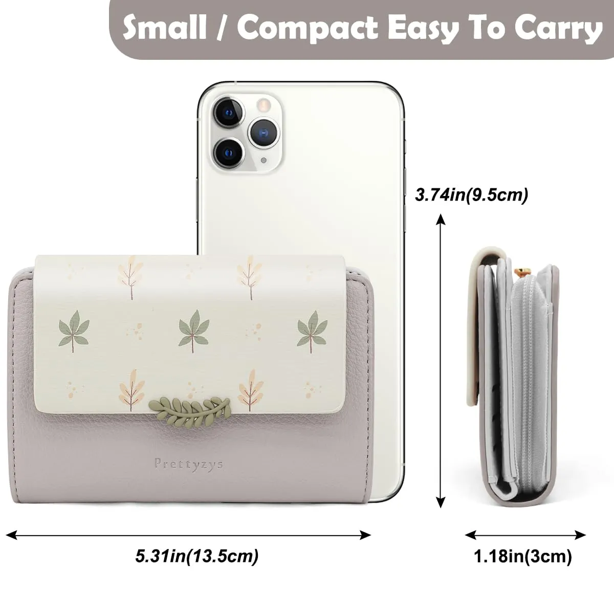 REETEE Portafoglio Donna in Pelle PU Slim Formato Corto con Cerniera e 10 Porta Carte (Z-grigio) - immagine 6