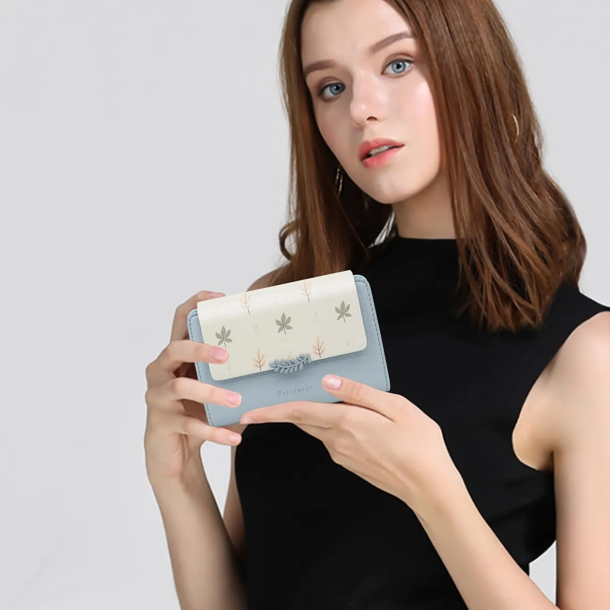REETEE Portafoglio Donna in Pelle PU Slim con Cerniera e 10 Porta Carte, Z-blu - immagine 2