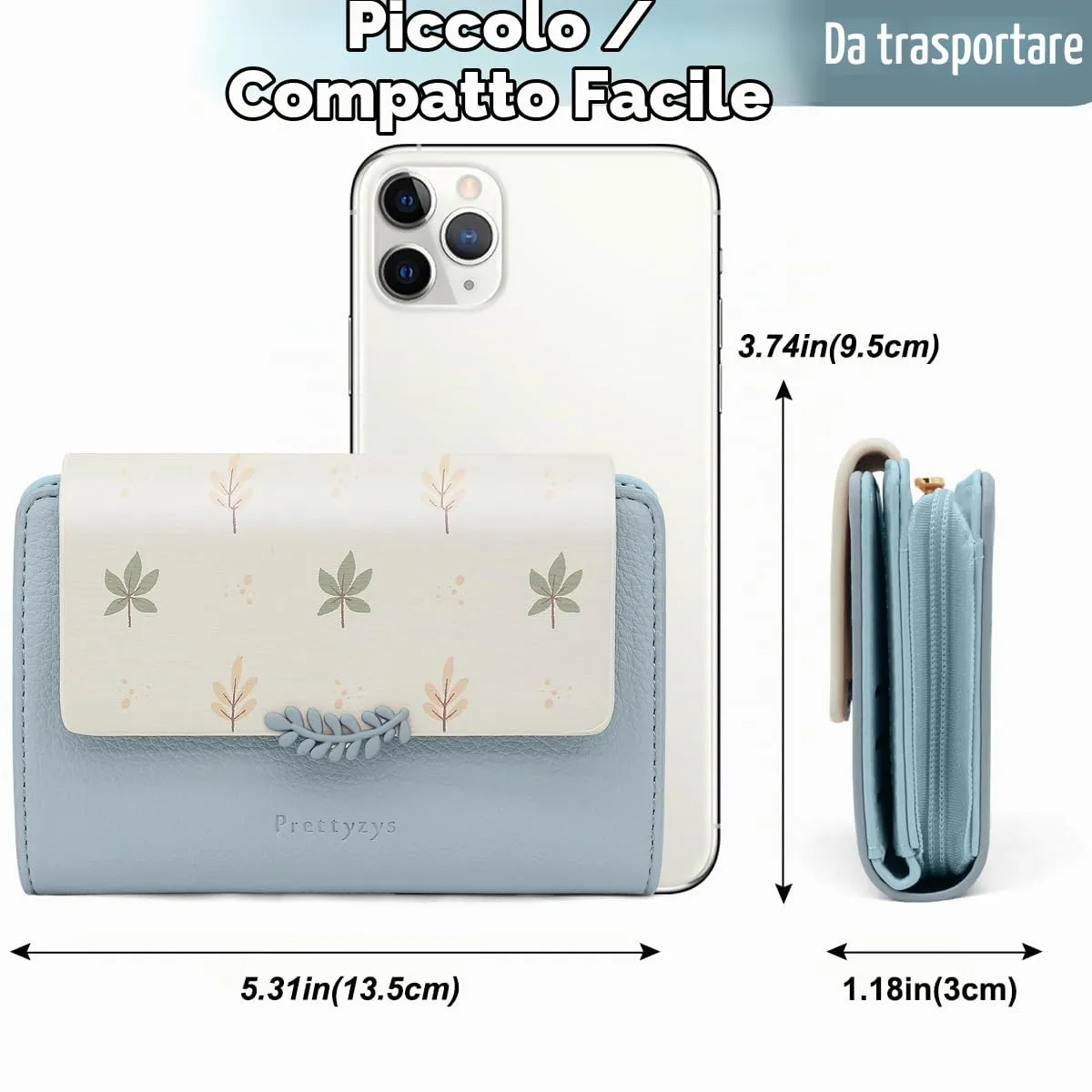REETEE Portafoglio Donna in Pelle PU Slim con Cerniera e 10 Porta Carte, Z-blu - immagine 6