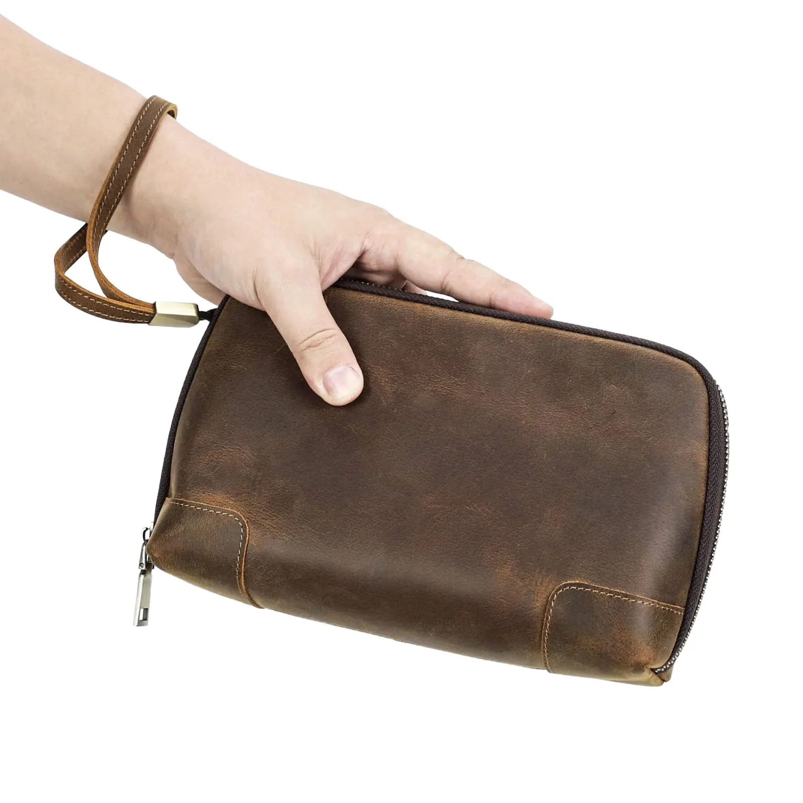CONTACTS Pochette da Viaggio da Uomo in Vera Pelle con Cinturino da Polso e Portafoglio Passaporto - immagine 2