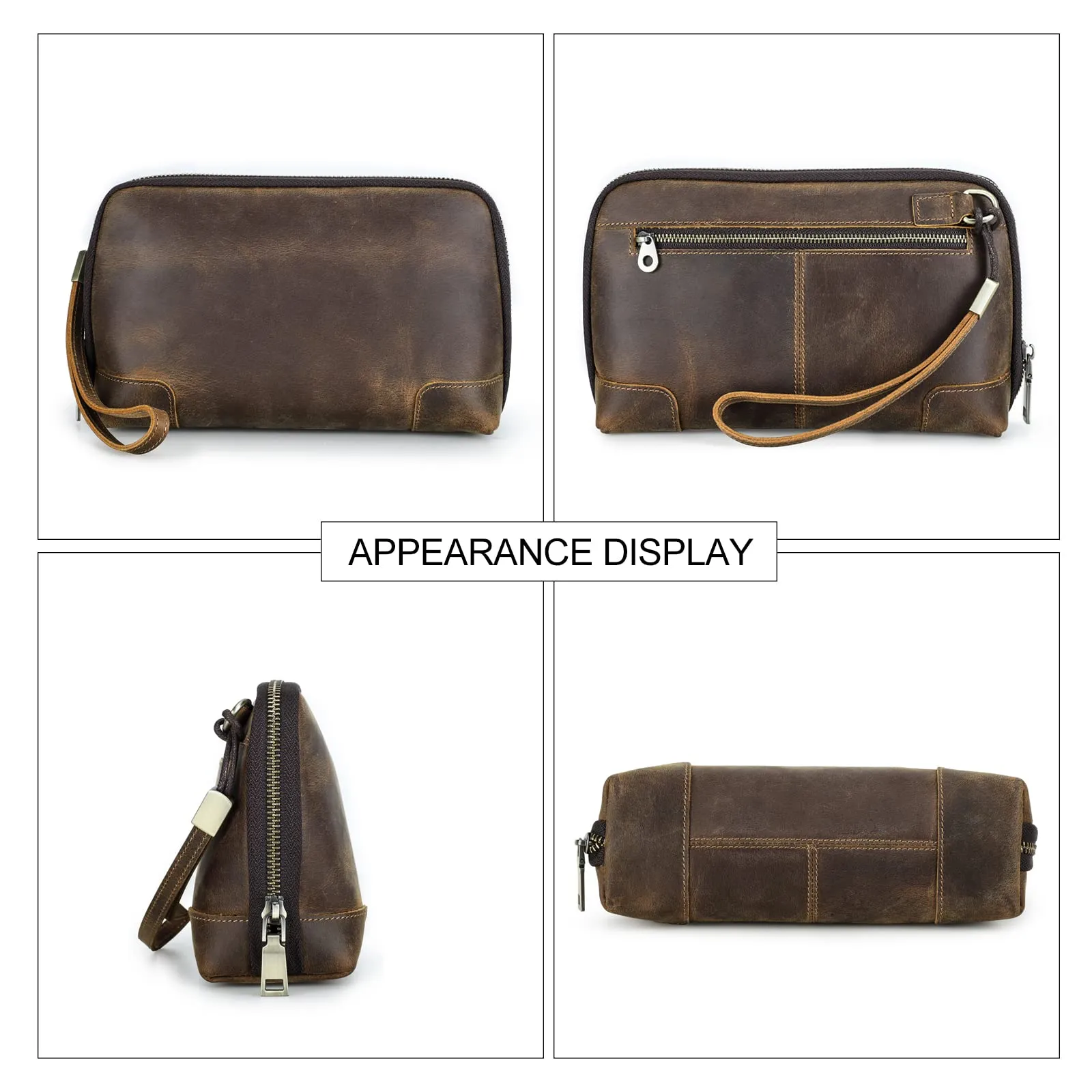 CONTACTS Pochette da Viaggio da Uomo in Vera Pelle con Cinturino da Polso e Portafoglio Passaporto - immagine 5