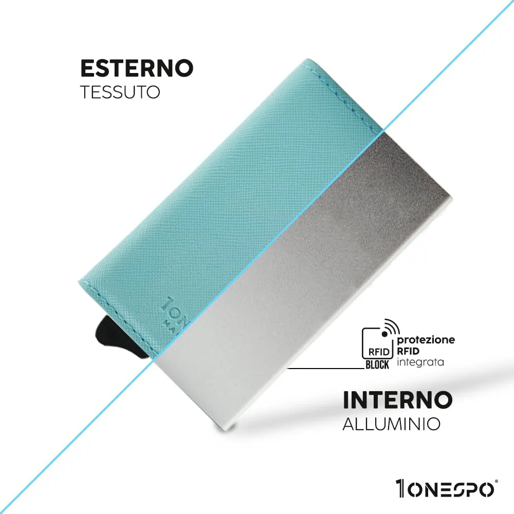 1ONESPO Magnetic Portafoglio Donna con Portamonete e Protezione RFID, Acqua Marina Saffiano - immagine 4